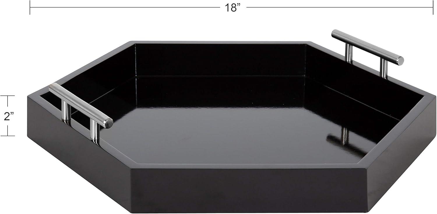 Kate and Laurel Lipton Tray, 18x18, Black and Silver