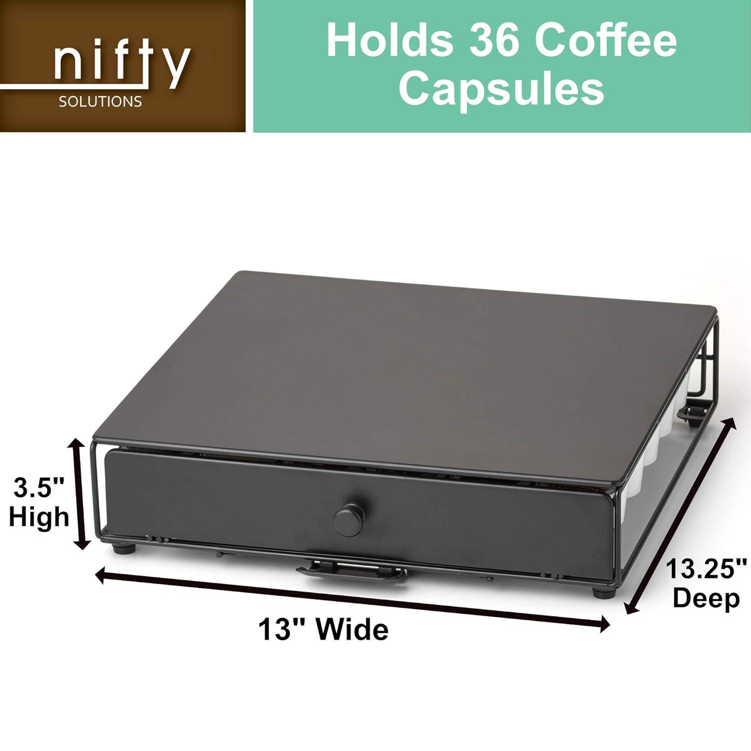 Nifty Solutions Rolling Coffee Pod Drawer – Compatible with K-Cups, 36 Pod Capacity, Black