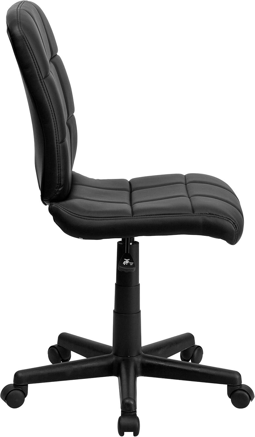 Flash Furniture Clayton Mid-Back Tufted Vinyl Upholstered Swivel Desk Chair with Padded Seat, Black