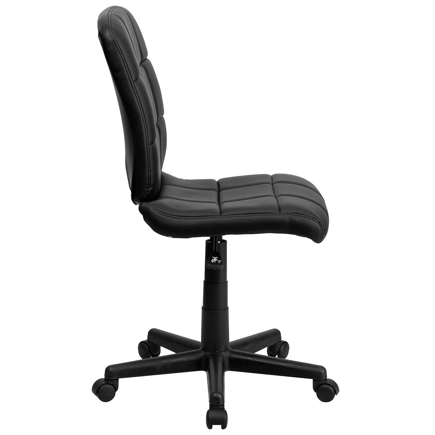 Flash Furniture Clayton Mid-Back Tufted Vinyl Upholstered Swivel Desk Chair with Padded Seat, Black