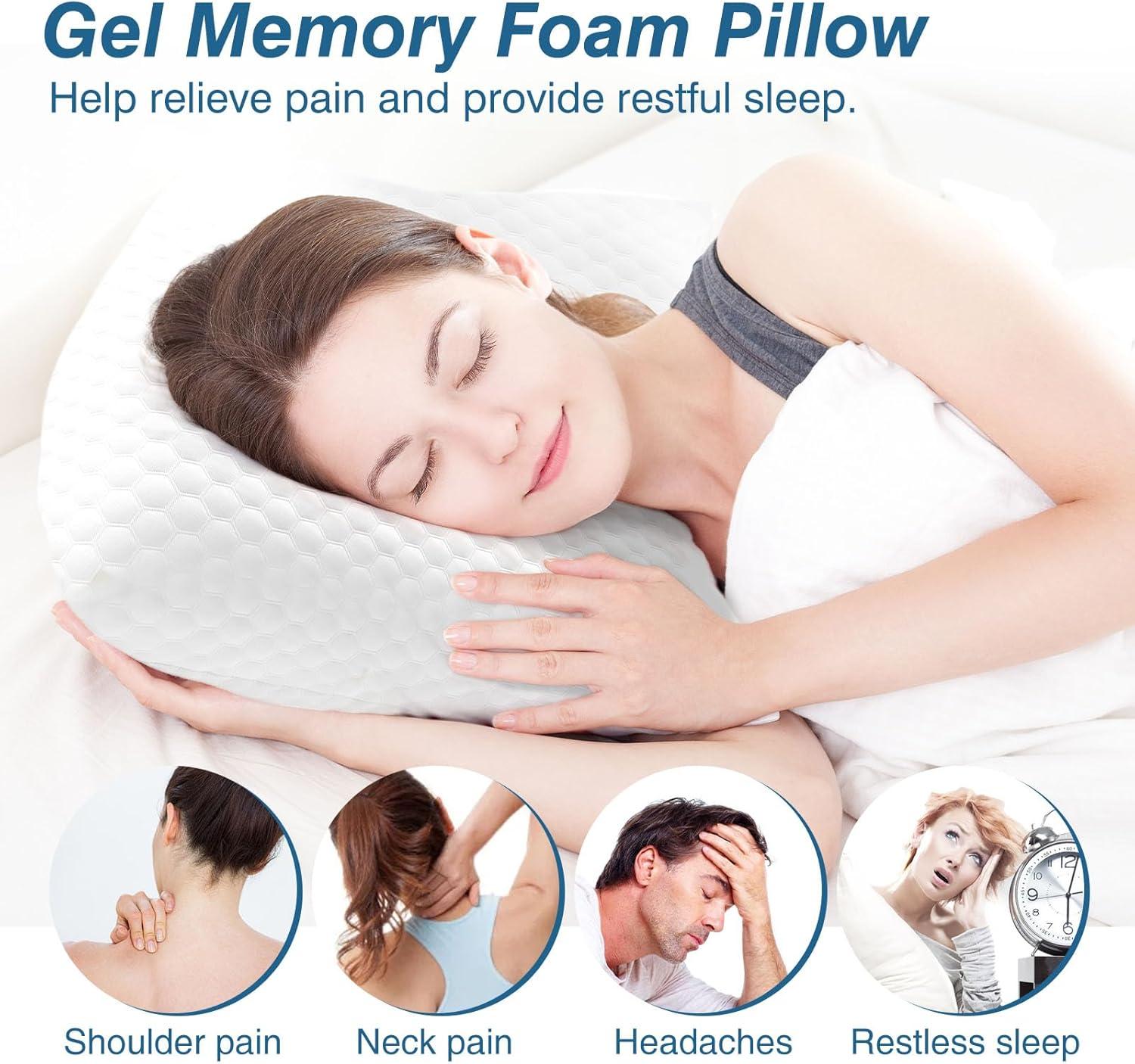 Memory Foam Pillow, Standard Size Pillows for Sleeping, Bed Pillow Soft and Comfortable, Cooling Hotel Pillow for Side Sleeper, Removable, Machine Washable Cover, 1 Pack, 24" x 16"