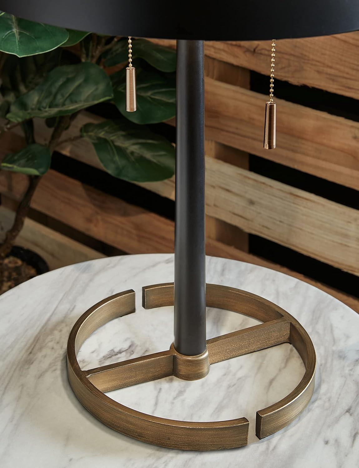 Amadell Metal Table Lamp Black/Gold - Signature Design by Ashley: Modern Accent Lighting, UL Listed, Drum Shade