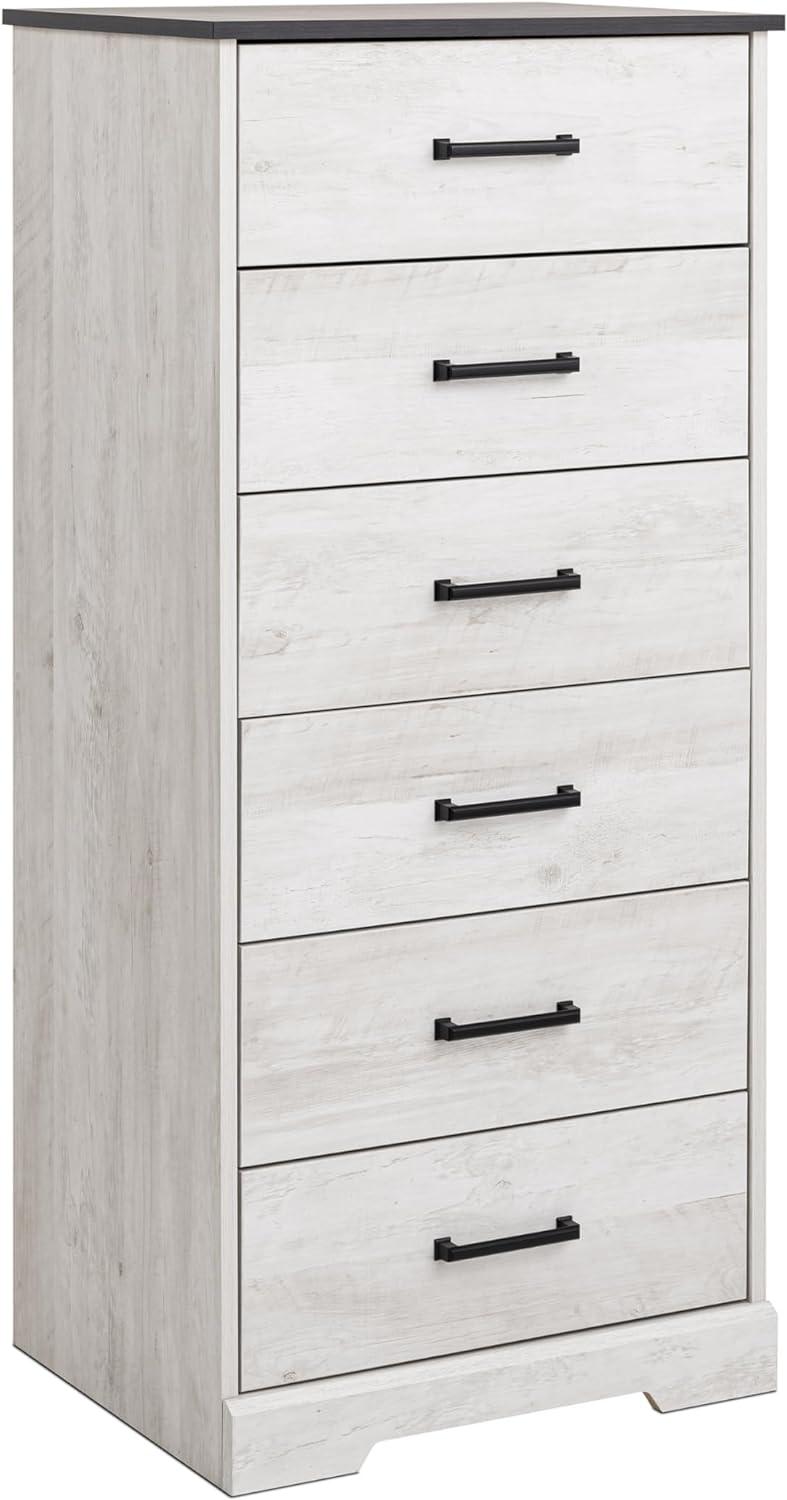 Washed White 6-Drawer Farmhouse Vertical Dresser