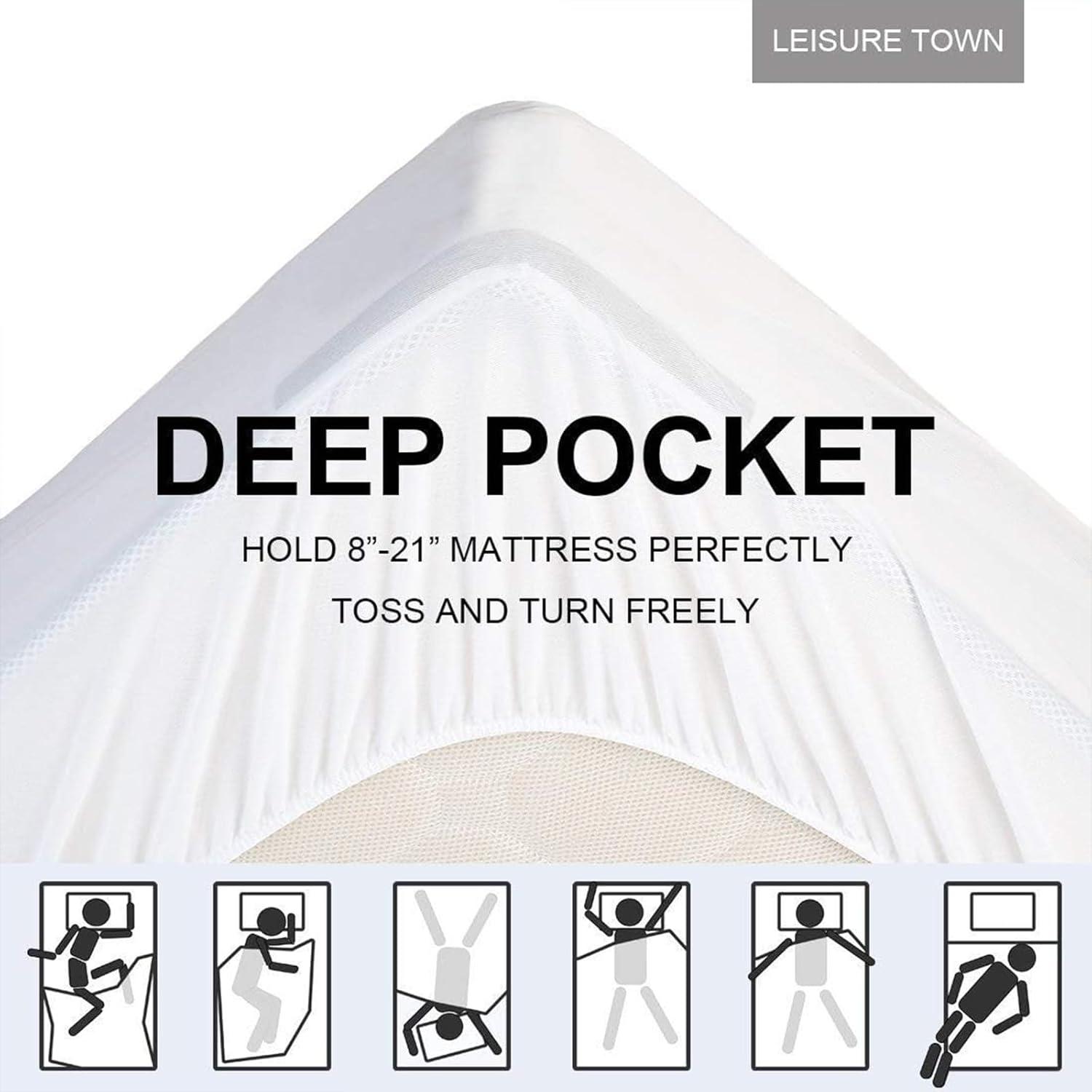 LEISURE TOWN Full Mattress Pad Fitted Quilted Cotton Mattress Cover Cooling Soft Pillow Top Mattress Topper with Down Alternative Filling Mattress Protector with 8-21 Deep Pocket (54x75 White)