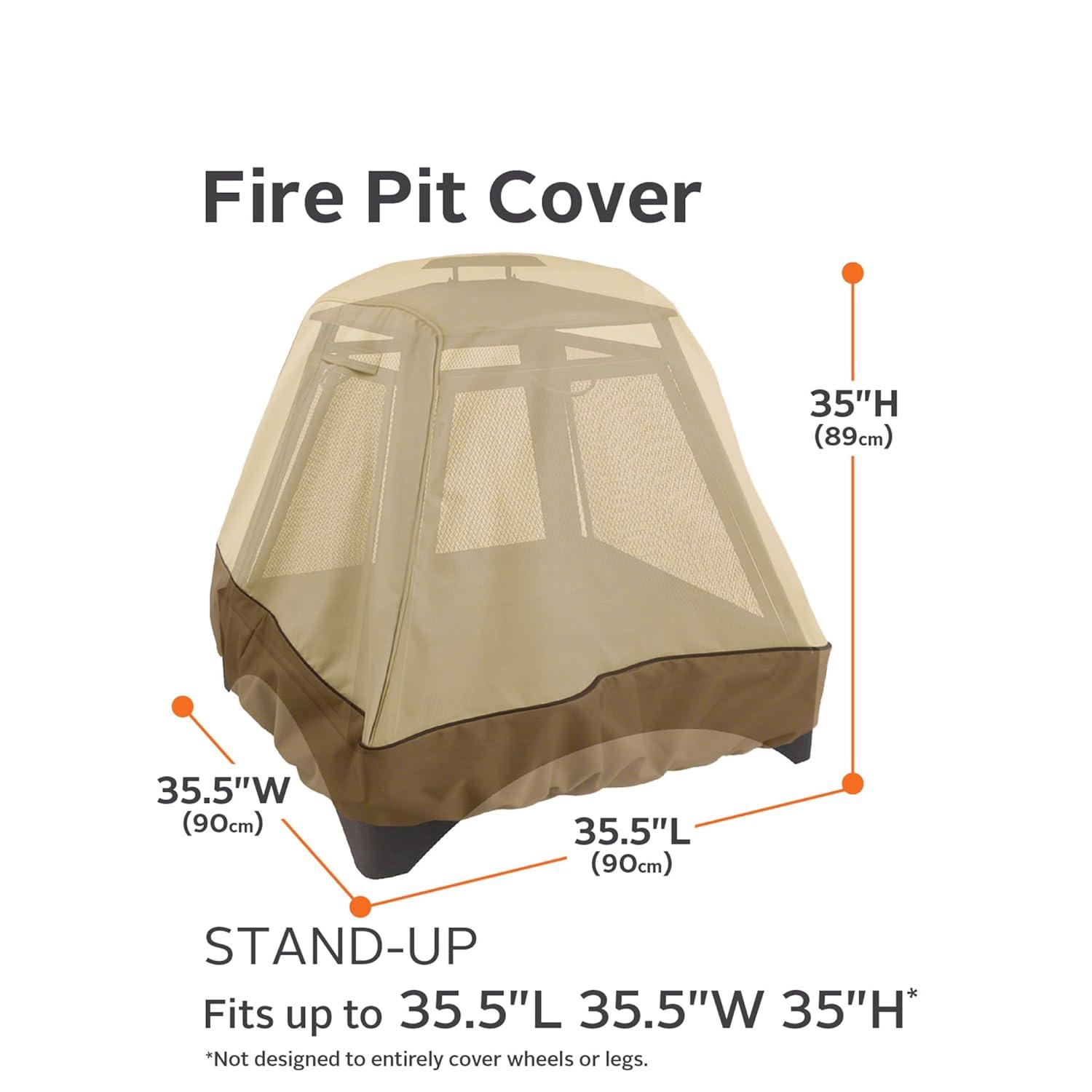 Classic Accessories Veranda Water-Resistant 35.5 Inch Stand-Up Fire Pit Cover