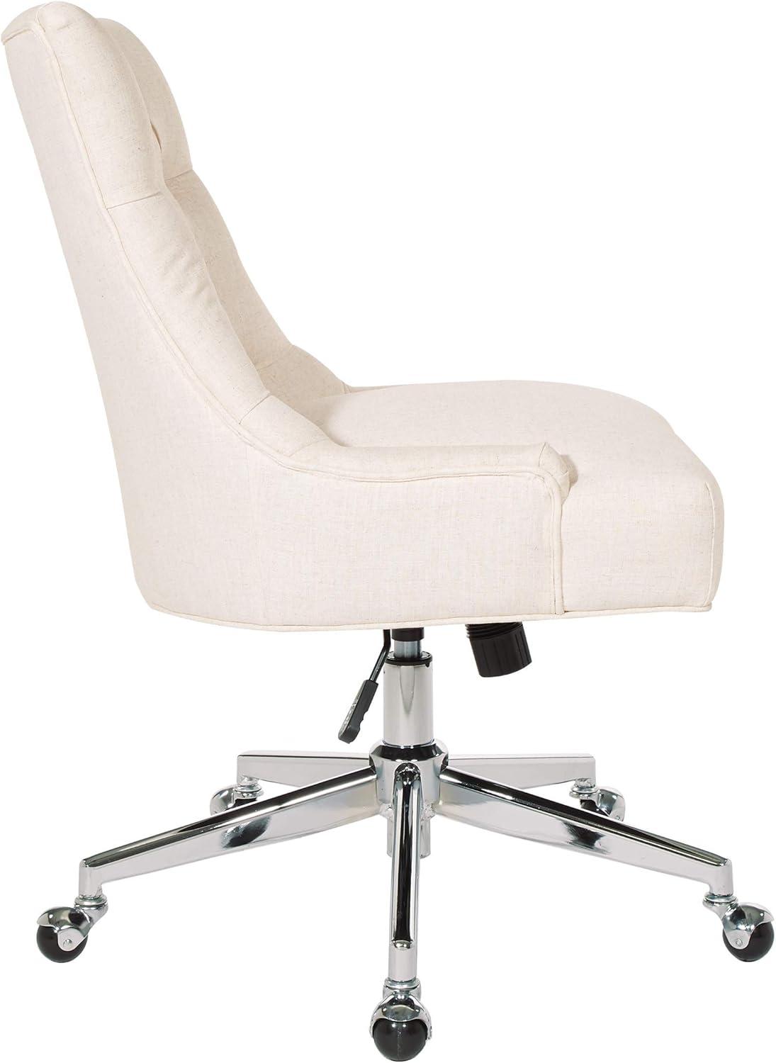 Amelia Office Chair Linen - OSP Home Furnishings: Swivel, Tufted, Adjustable Height, Metal Frame, No Arms