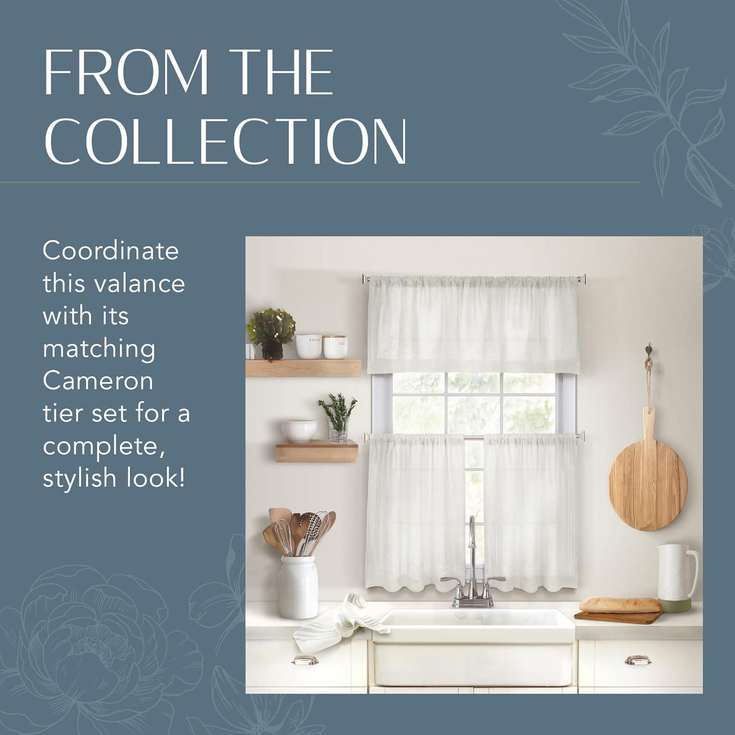 Cameron Linen Rod Pocket Kitchen Window Valance - 60" x 15" - Elrene Home Fashions