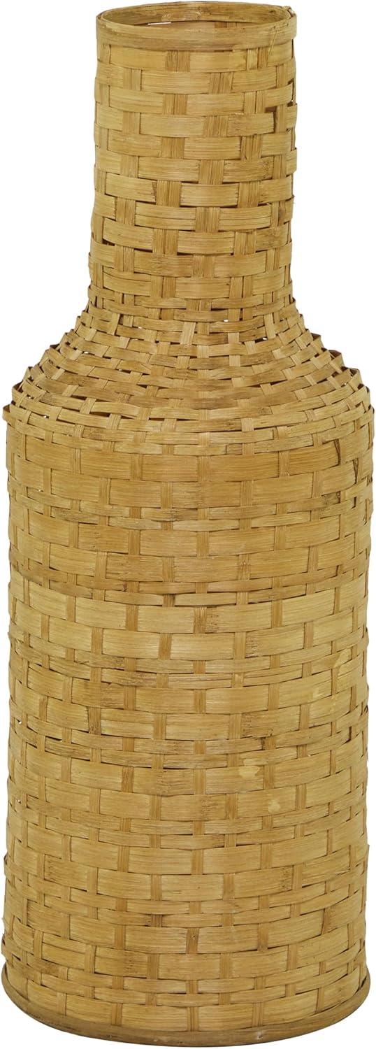 Studio 350 Intricately Woven Tall Bamboo Wood Floor Vase - White or Brown Brown - 9"W, 39"H