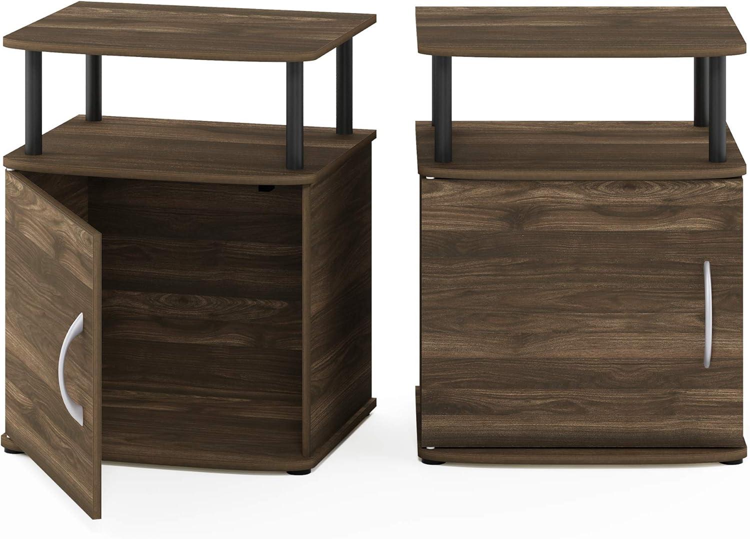 Furinno JAYA Utility Design End Table, Set of Two, Columbia Walnut/Black