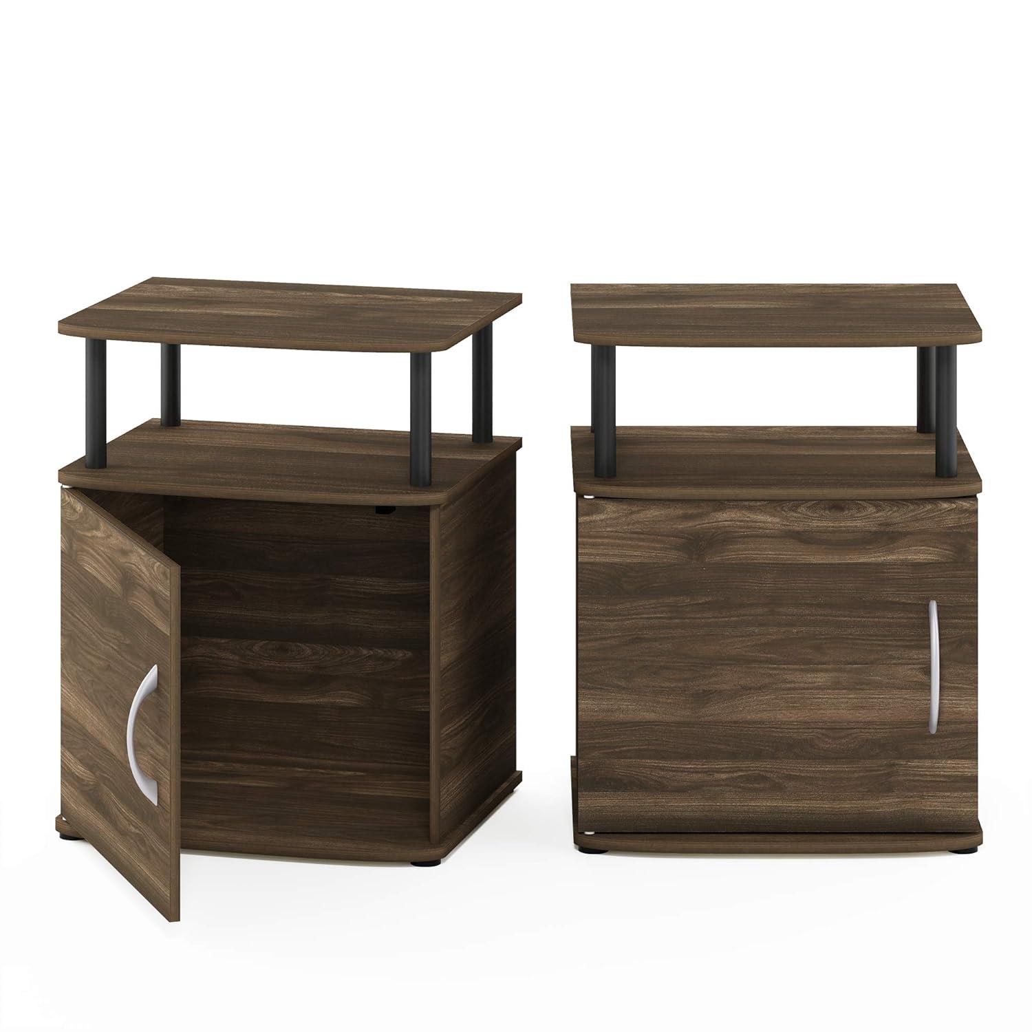 Furinno JAYA Utility Design End Table, Set of Two, Columbia Walnut/Black