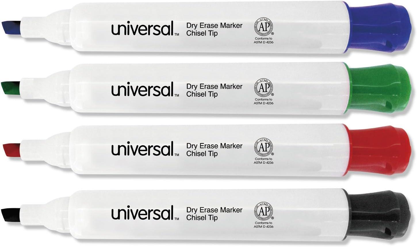 Dry Erase Marker, Broad Chisel Tip, Assorted Colors, 4/Set