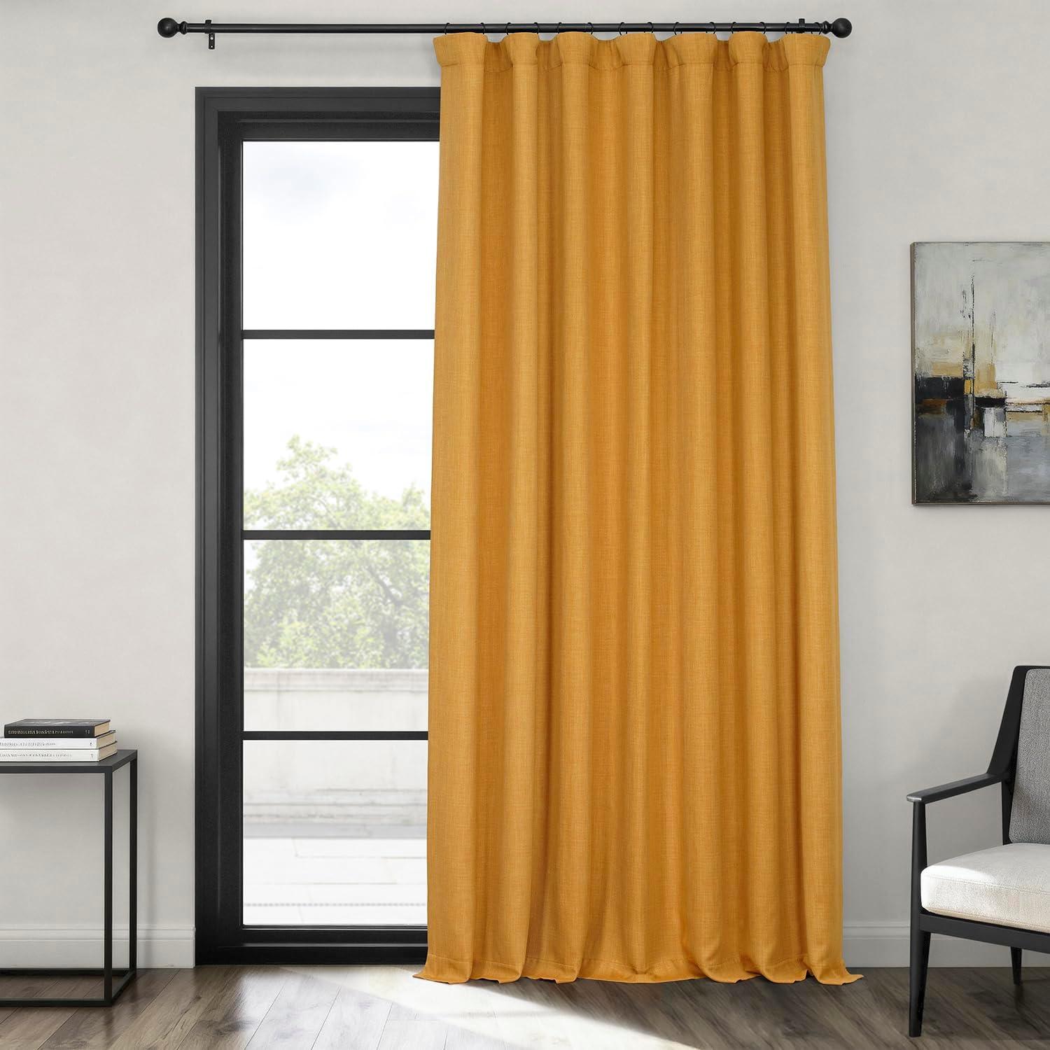 Ottis Textured Faux Linen Rod Pocket Room Darkening Curtains for Bedroom & Living Room Curtains - Single Panel Drapes
