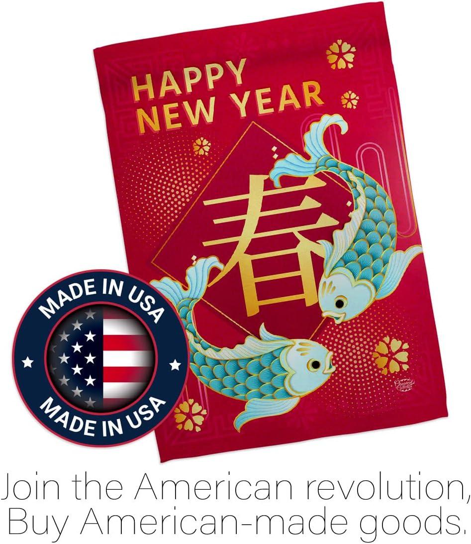 Spring Chinese New Year Garden Flag Home Decor Banner Wall Art Patio Lawn Front Porch Room Small Outdoor Tapestry Yard Sign Lunar New Year Gifts Chinese Decorations Made in USA