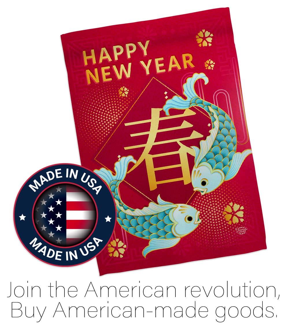 Spring Chinese New Year Garden Flag Home Decor Banner Wall Art Patio Lawn Front Porch Room Small Outdoor Tapestry Yard Sign Lunar New Year Gifts Chinese Decorations Made in USA