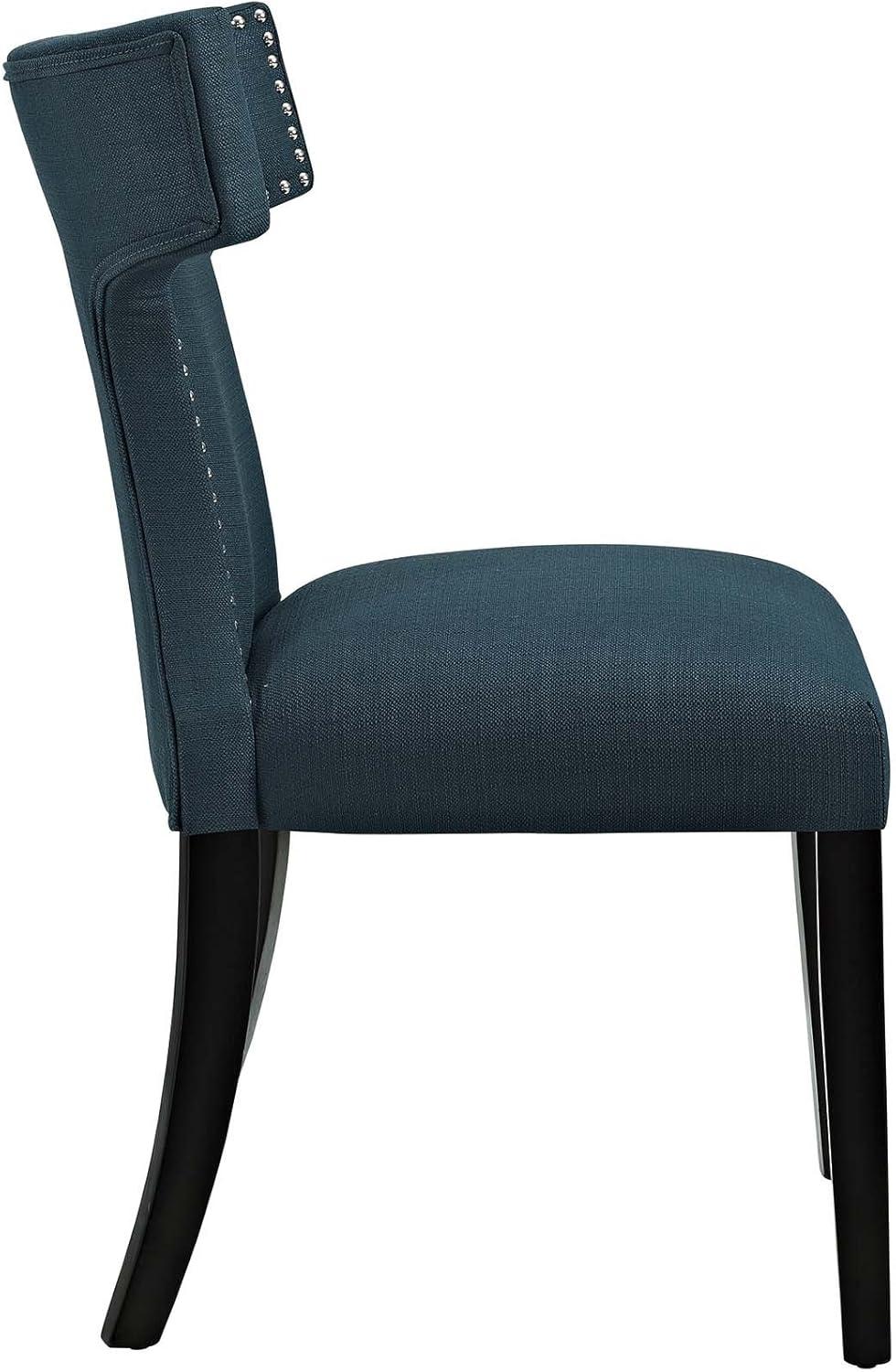 Modway Curve 19" Modern Solid Wood and Fabric Dining Chair in Teal Blue