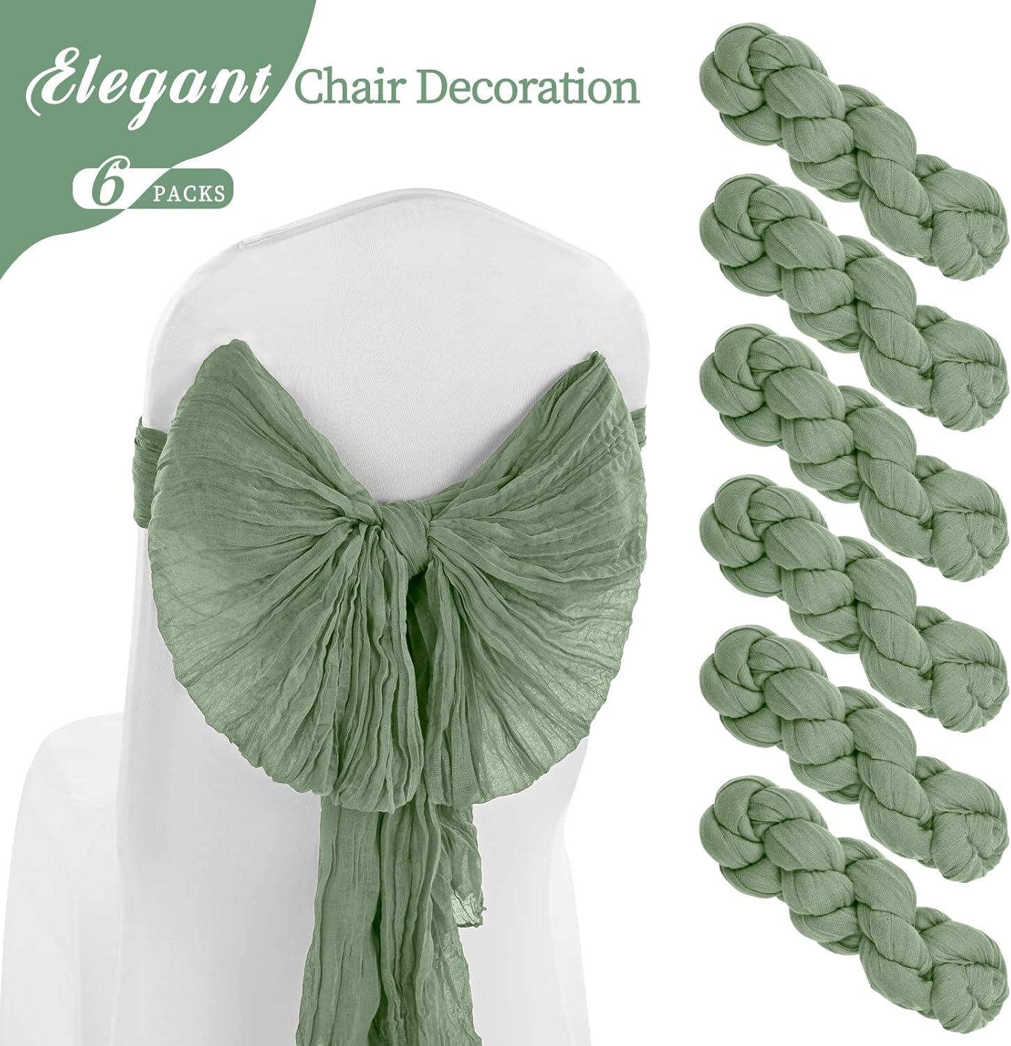 Mint Green Cheesecloth Table Runner 6 Pack 35" Boho Gauze Runner 120 inches Long Tablecloth Runner Rustic Sheer Fabric Bulk for Baby Shower Wedding Bridal Birthday Party Table Decorations