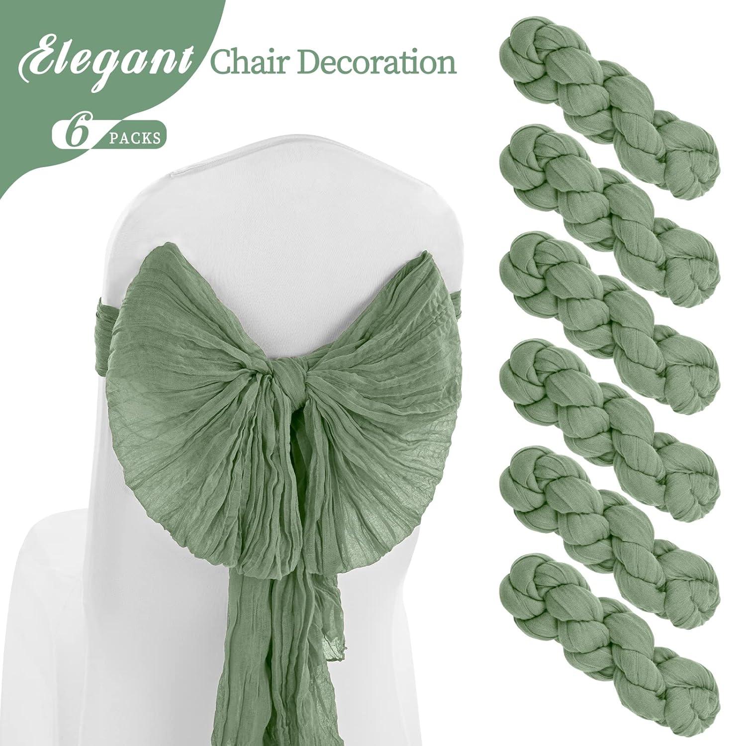 Mint Green Cheesecloth Table Runner 6 Pack 35" Boho Gauze Runner 120 inches Long Tablecloth Runner Rustic Sheer Fabric Bulk for Baby Shower Wedding Bridal Birthday Party Table Decorations