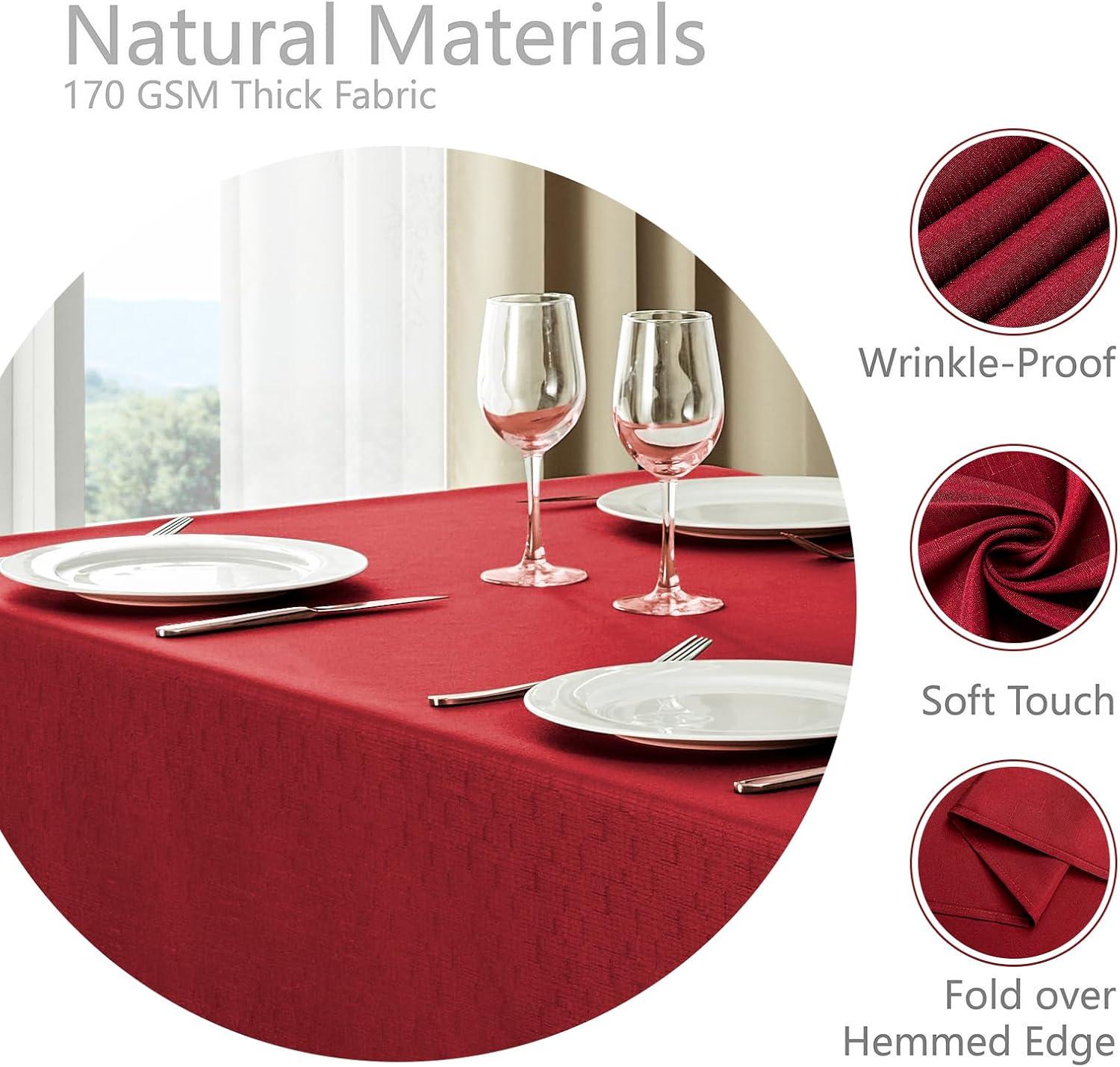 Rectangle Tablecloth Waterproof 52x70 inch Linen Textured Table Cloth Stain and Wrinkle Resistant Washable, Decorative Fabric Table Cover for Dining, Party and Camping, Red