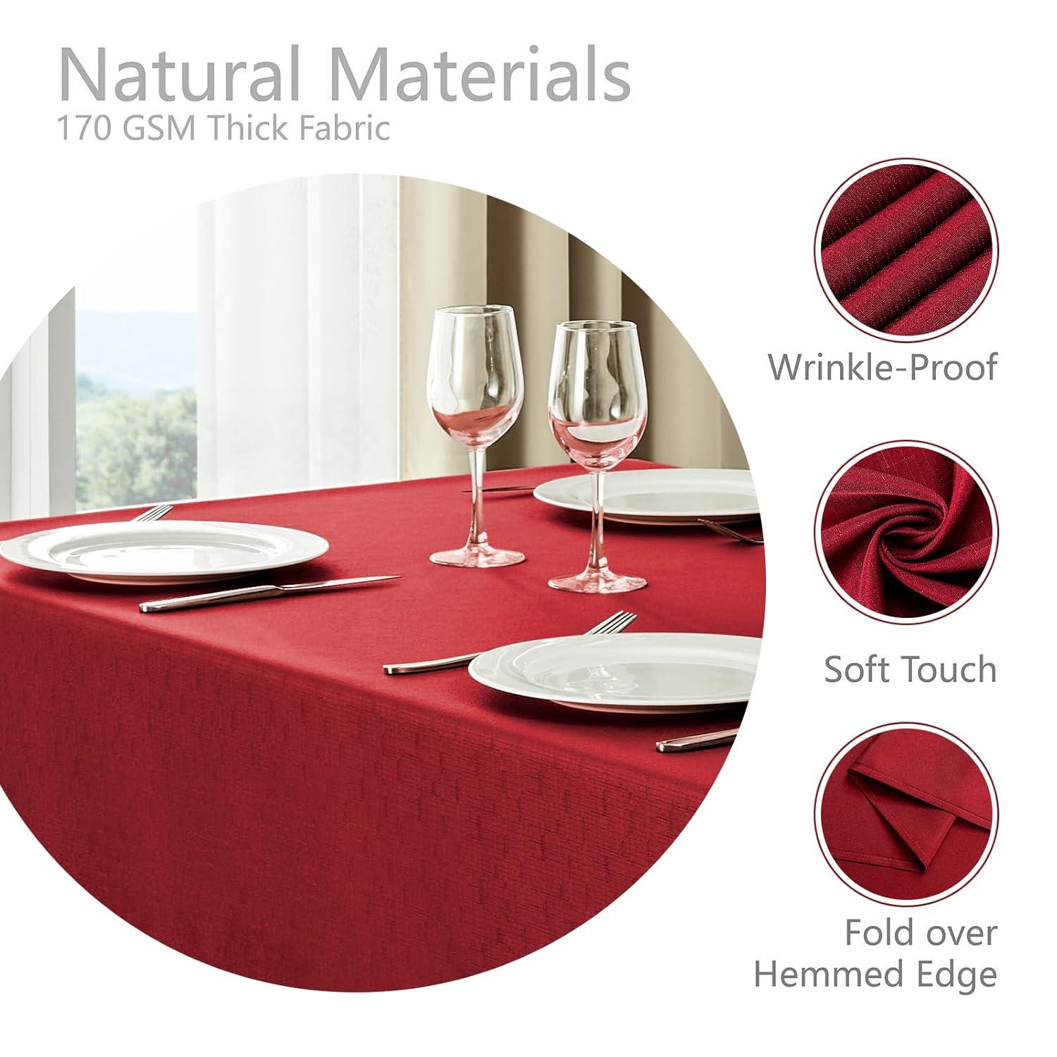 Rectangle Tablecloth Waterproof 52x70 inch Linen Textured Table Cloth Stain and Wrinkle Resistant Washable, Decorative Fabric Table Cover for Dining, Party and Camping, Red