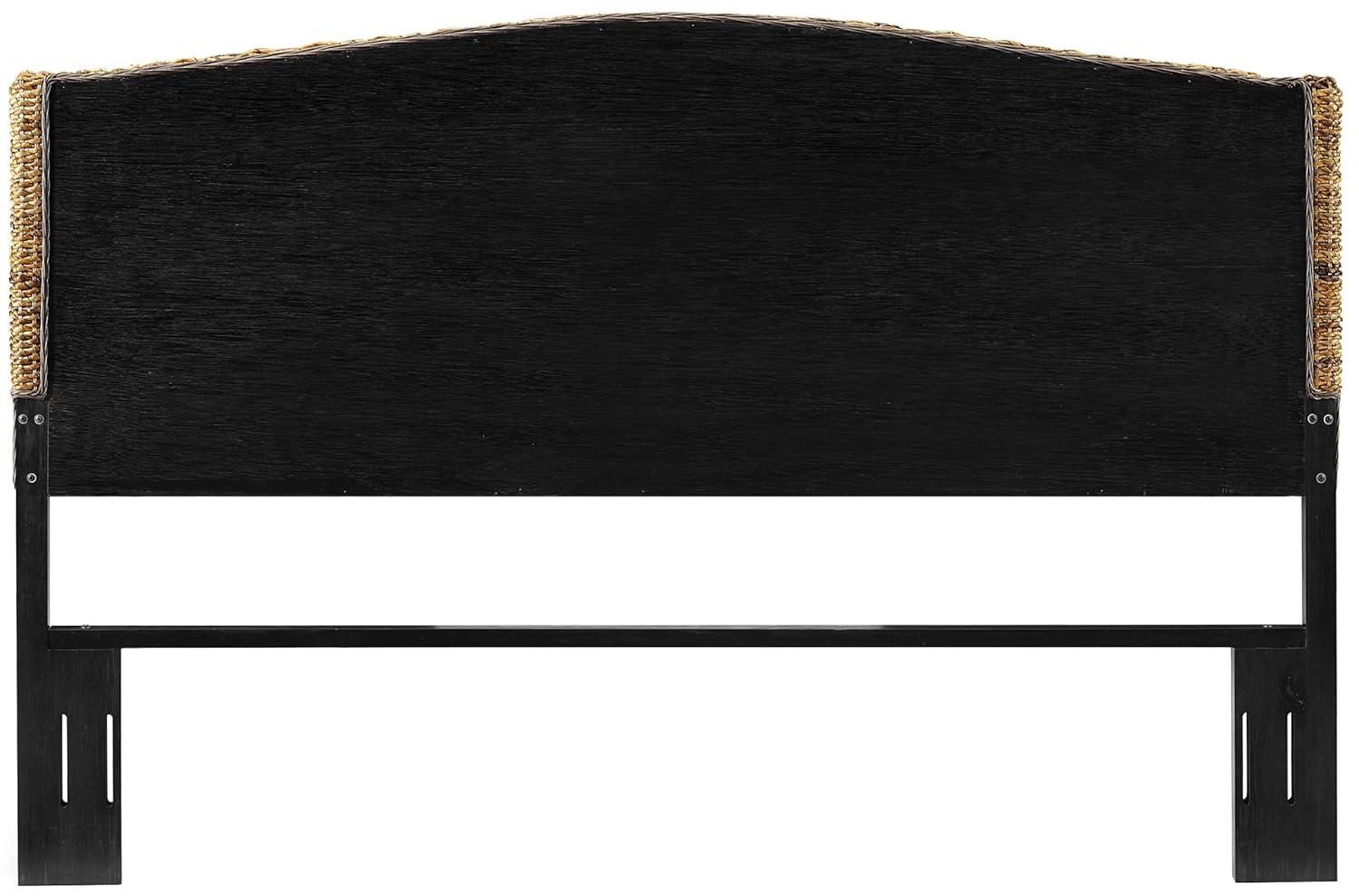Serena King Natural Banana Leaf Rattan Headboard with Metal Frame