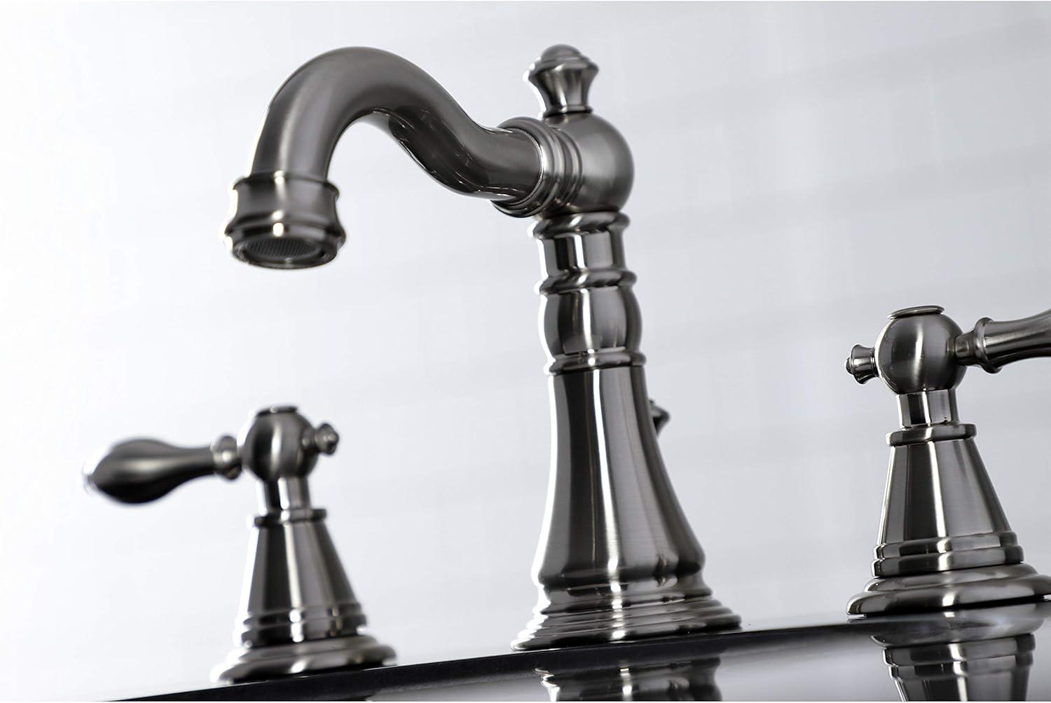 Kingston Brass English Classic Two-Handle 3-Hole Deck Mount Widespread Bathroom Faucet with Pop-Up Drain