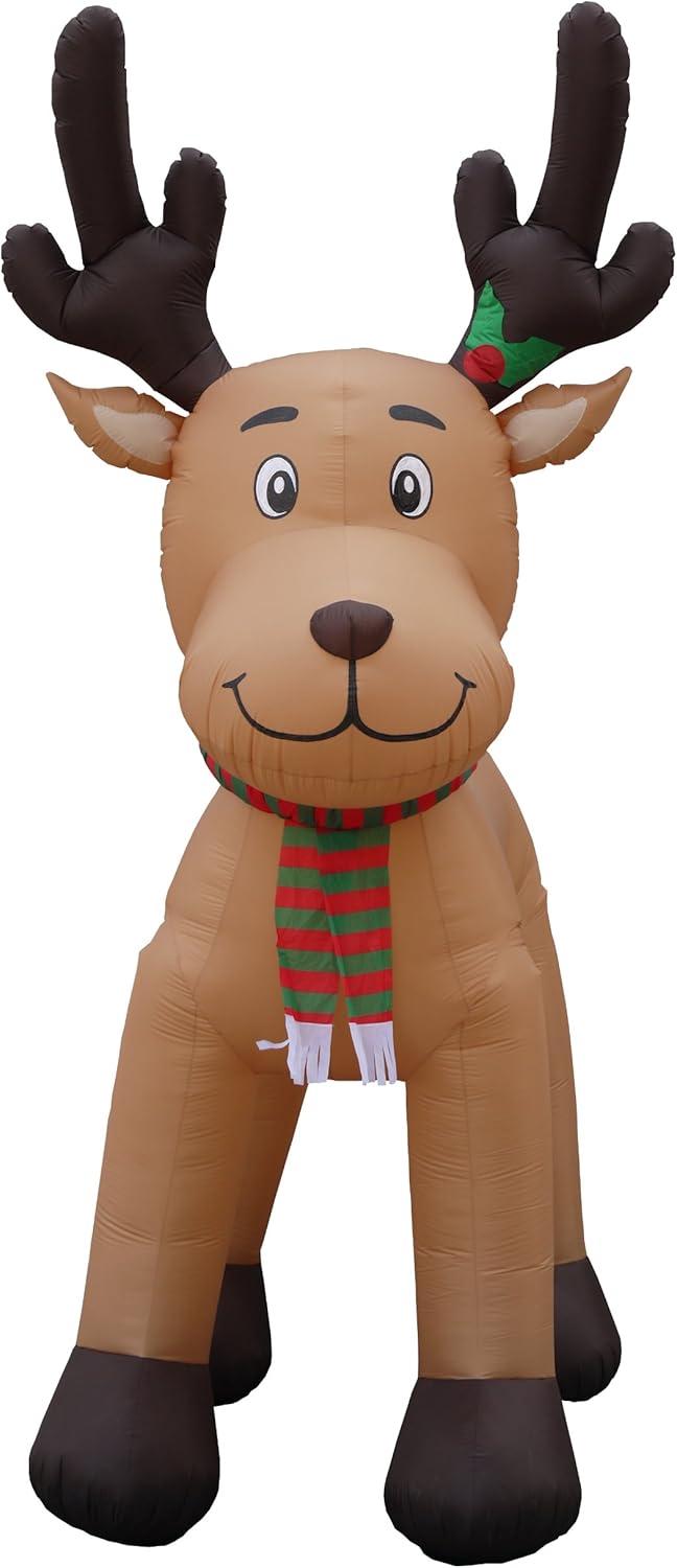 Jumbo 15 Foot Brown Inflatable Reindeer Decoration