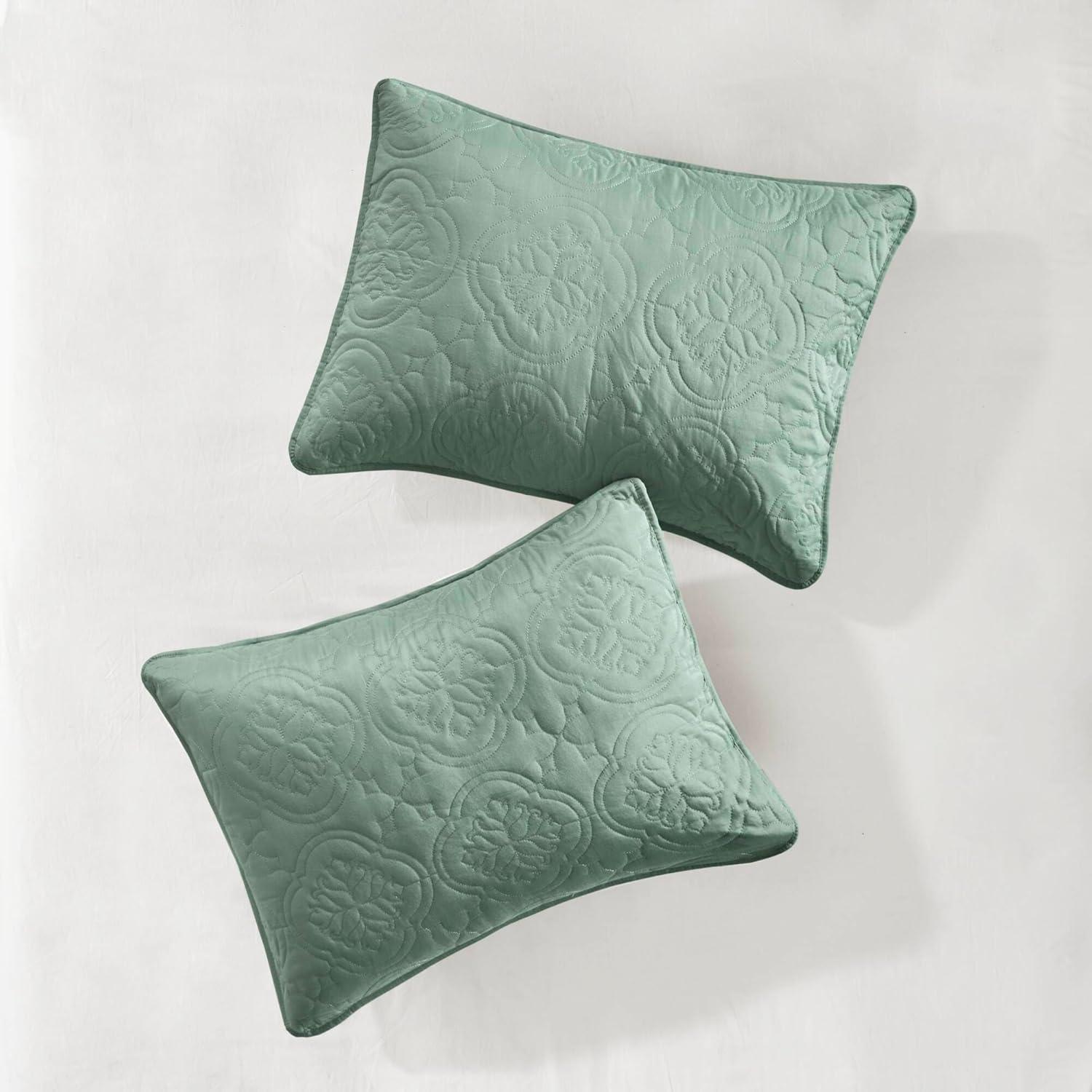 Seafoam Microfiber Reversible Full Bedspread Set