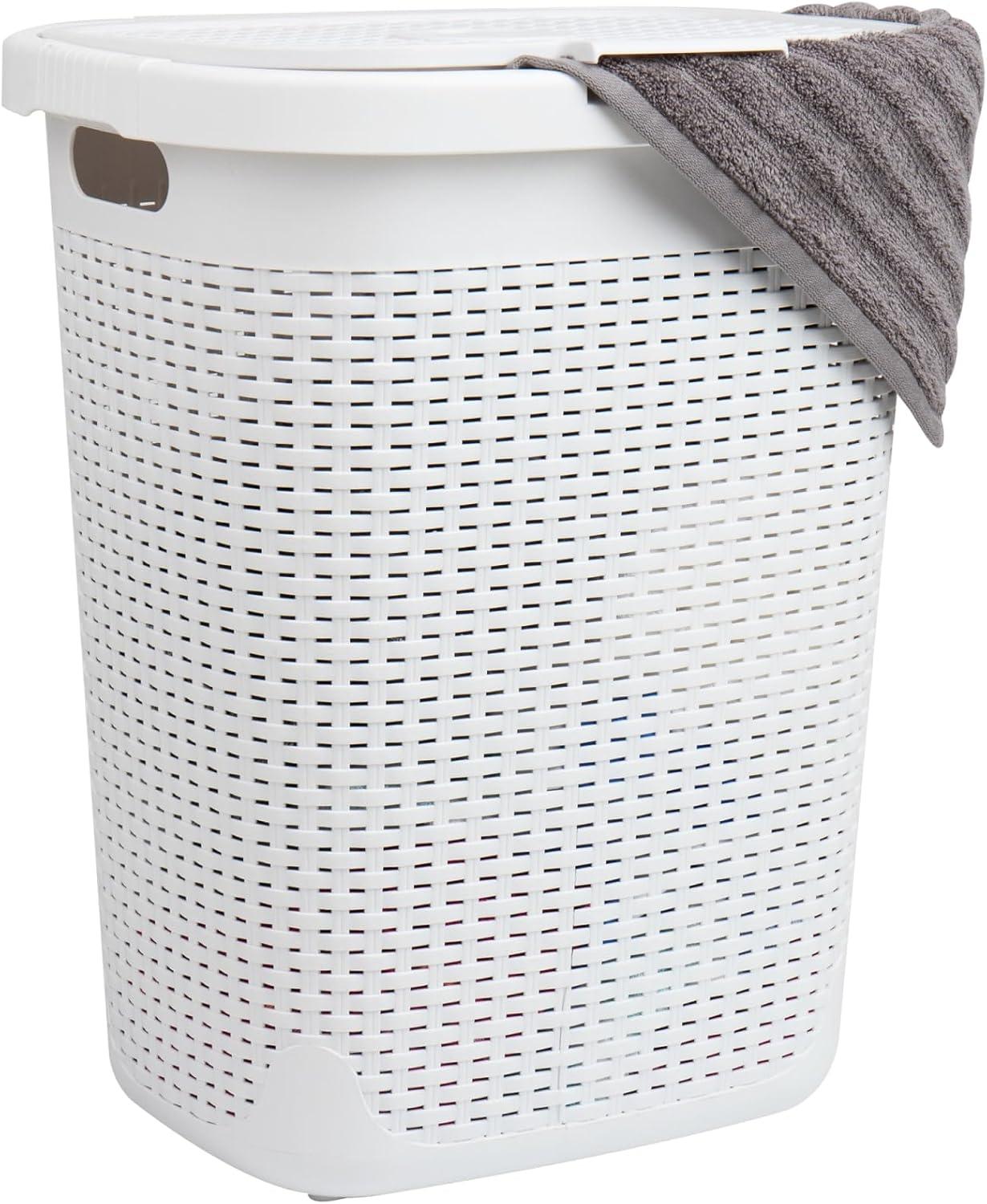 Mind Reader Laundry Basket with Cutout Handles, 50 Liter Hamper