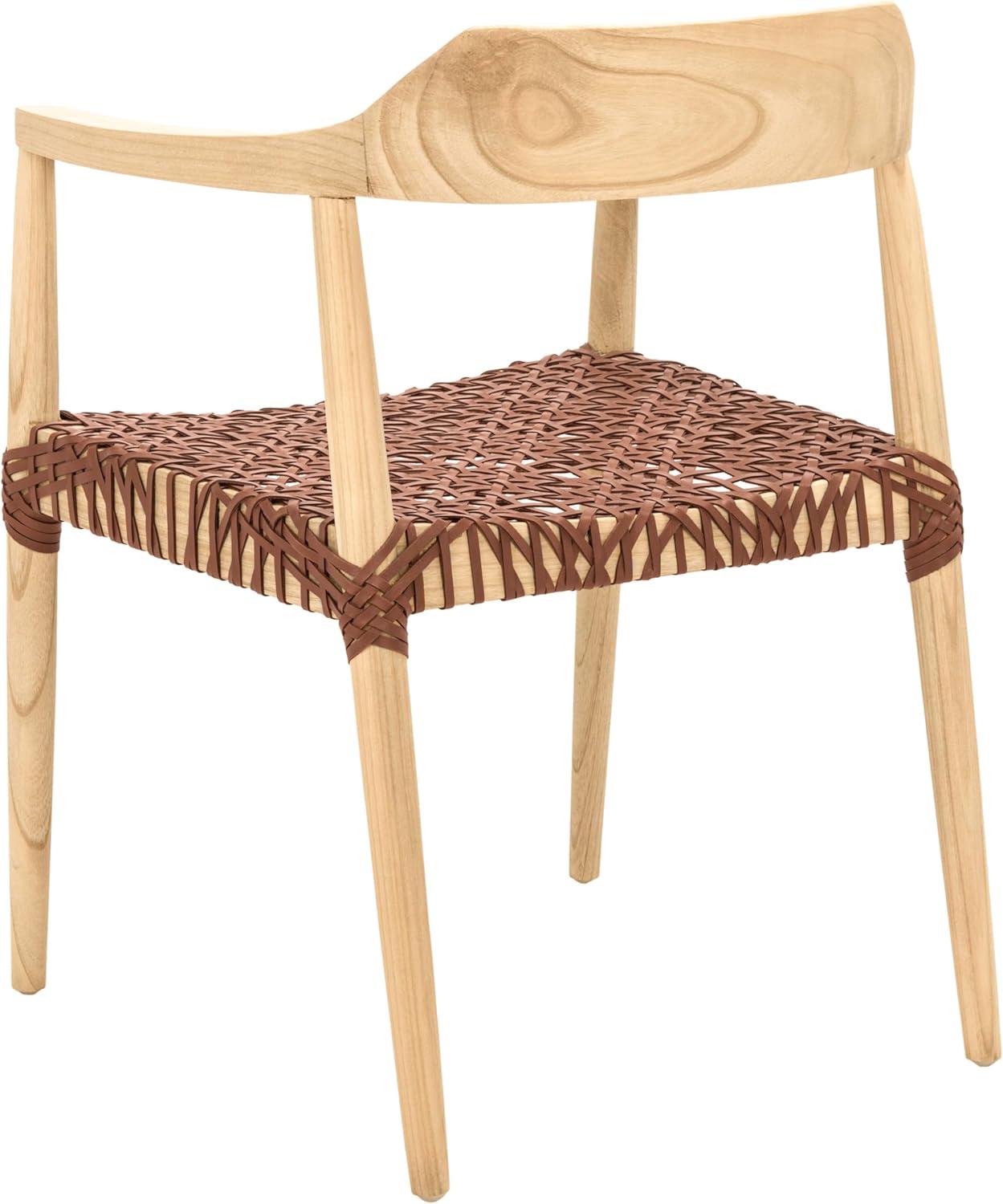Munro Leather Woven Accent Chair - ACH1005 - Natural/Light Honey - Safavieh