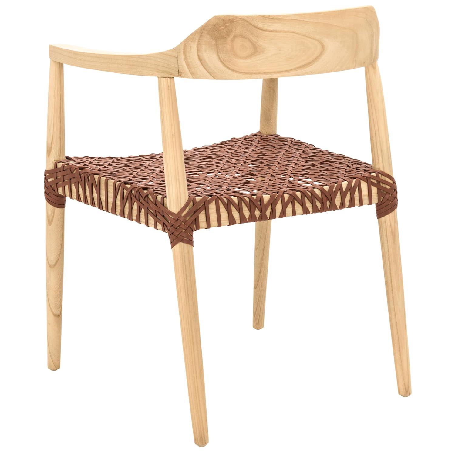 Munro Leather Woven Accent Chair - ACH1005 - Natural/Light Honey - Safavieh