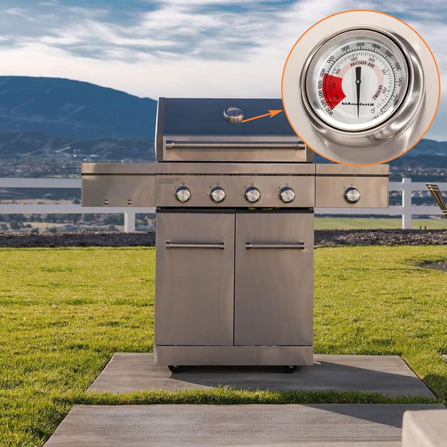 BBQ Grill Thermometer Heat Indicator Replacement Parts for Kitchenaid 720-0787D, 720-0819, 720-0745, 720-0733A, 720-0745B, 720-0826 - Compatible Barbeque Temperature Gauge Thermostat