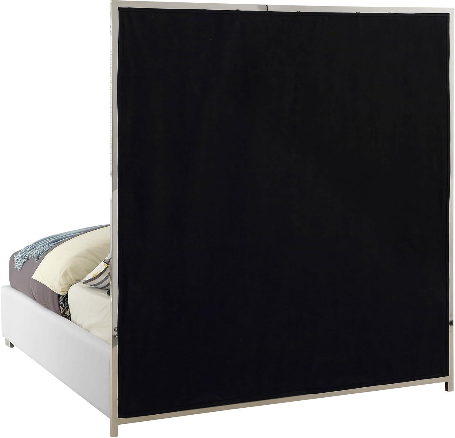 Meridian Furniture Milan Solid Wood and Faux Leather Queen Bed in White