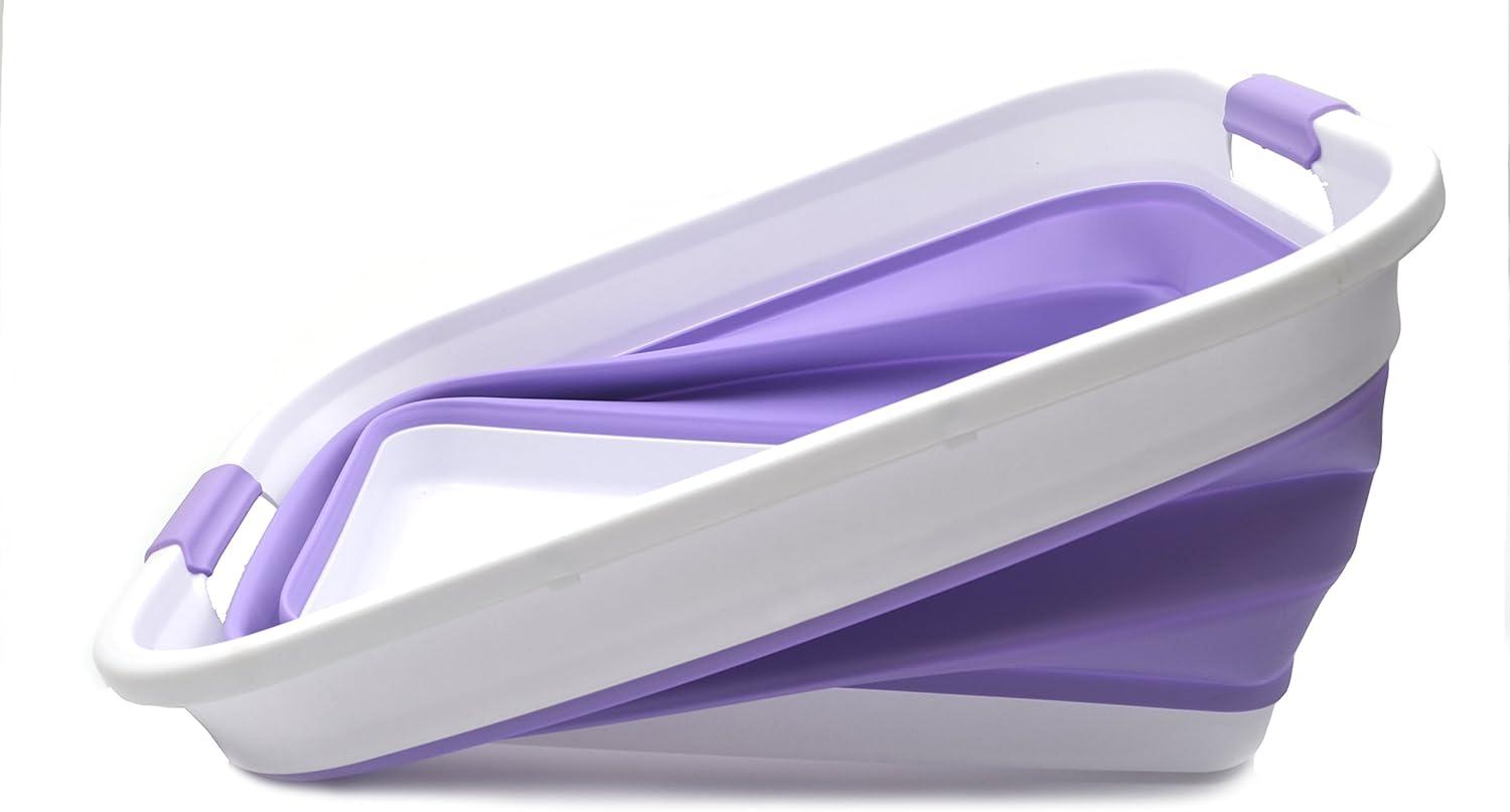 SAMMART Collapsible Plastic Laundry Basket/ Washtub 41L (10.8 Gallon) Set of 2, Lt. Purple