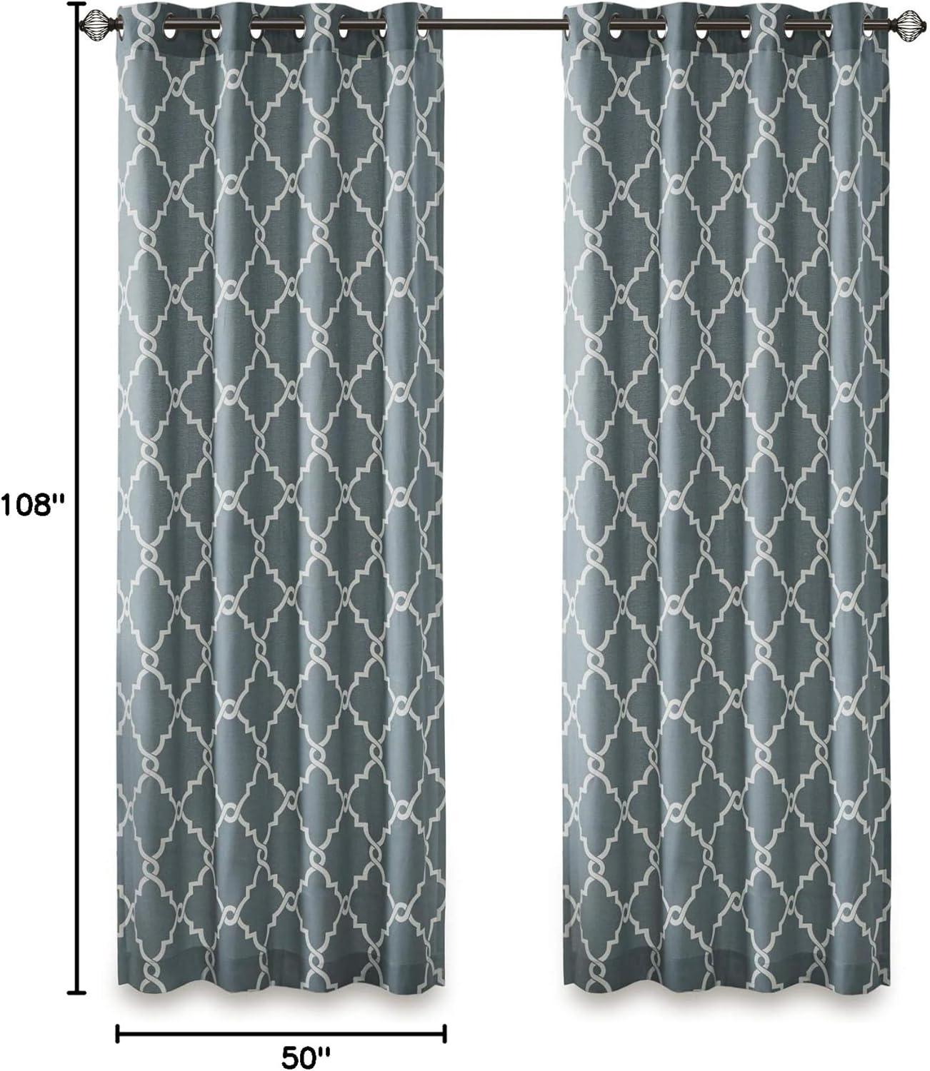 Madison Park Fretwork Print Grommet Top Window Curtain Panel