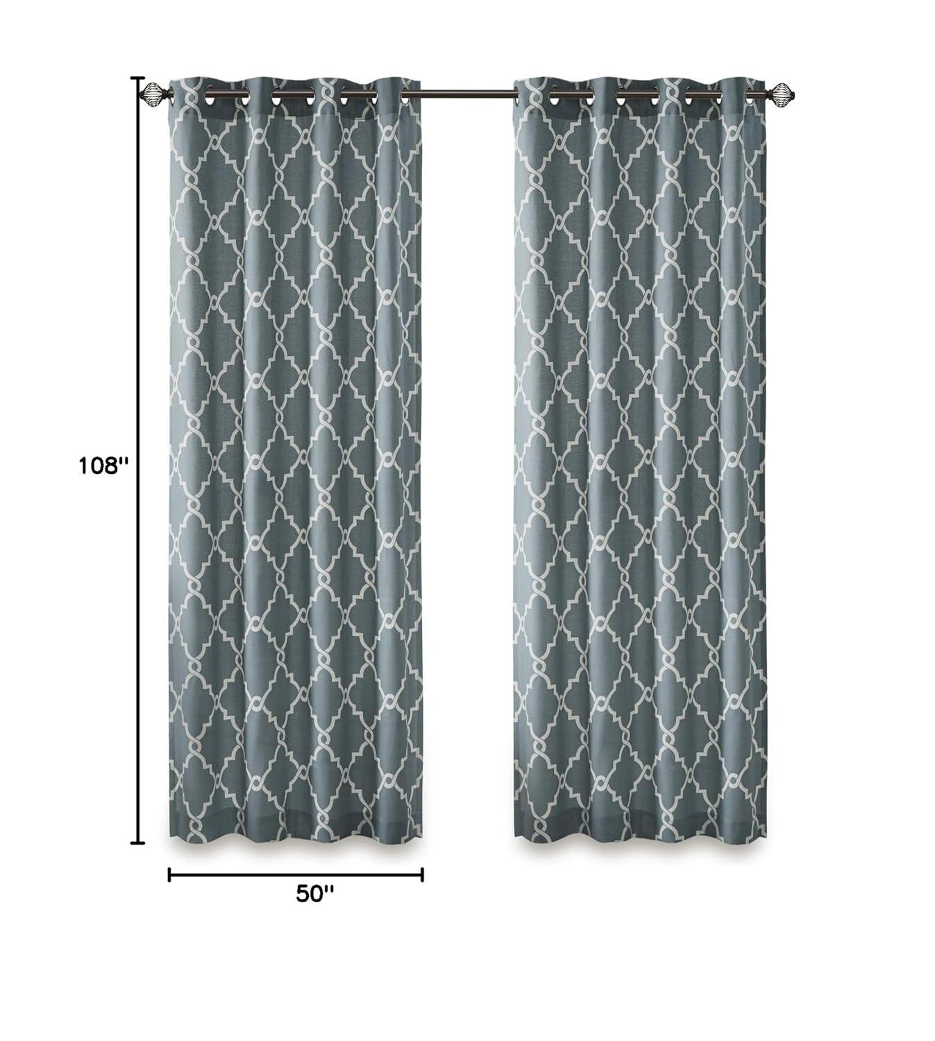 Madison Park Fretwork Print Grommet Top Window Curtain Panel