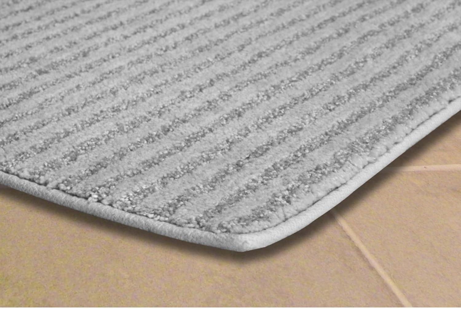 3pc Sheridan Plush Washable Nylon Bath Rug Set Platinum Gray - Garland: Includes Contour Mat, Tufted Lid Cover