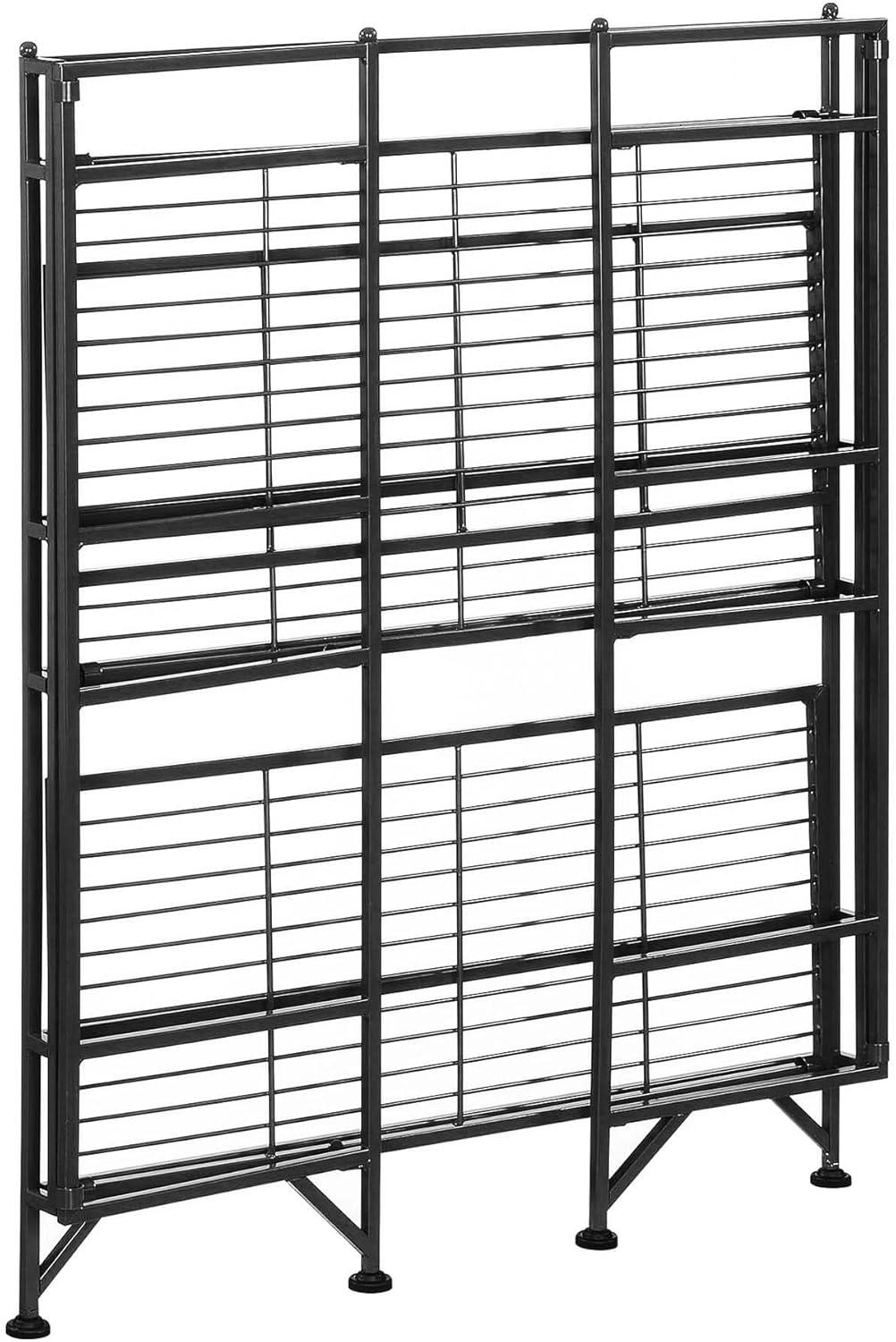 Convenience Concepts Xtra Storage 3 Tier Wide Folding Metal Shelf, Black