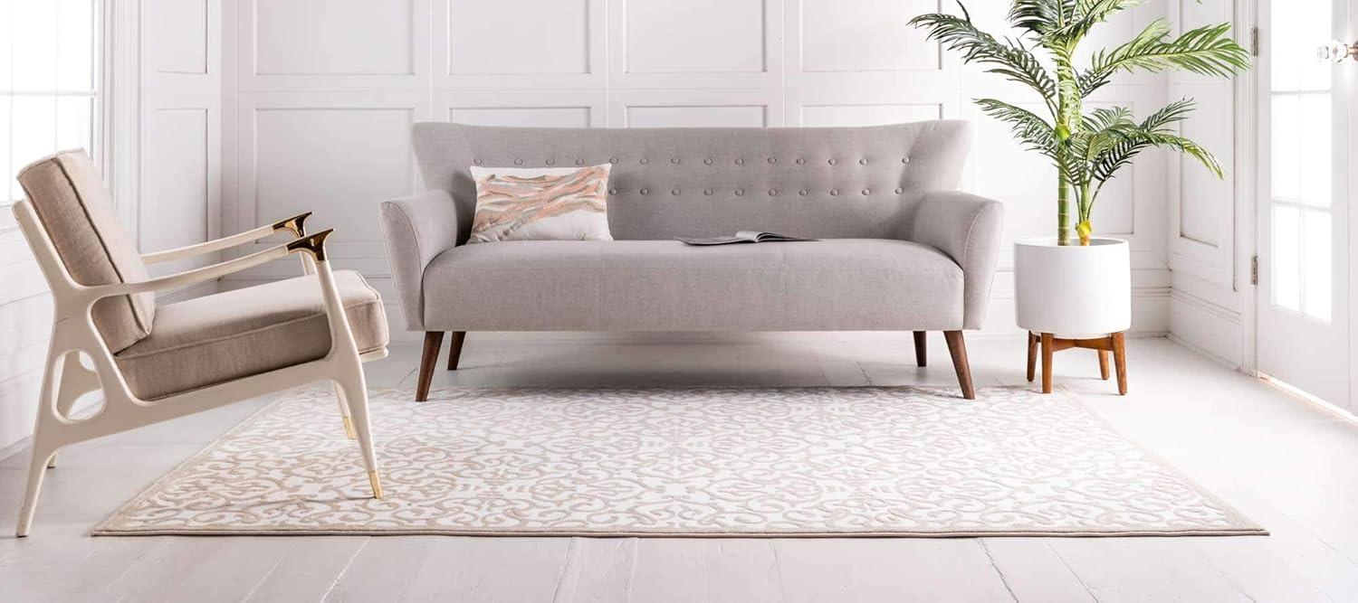 Unique Loom Rushmore Collection Area Rug - Johnson (2' x 3' 1" Rectangle Snow White/Beige)