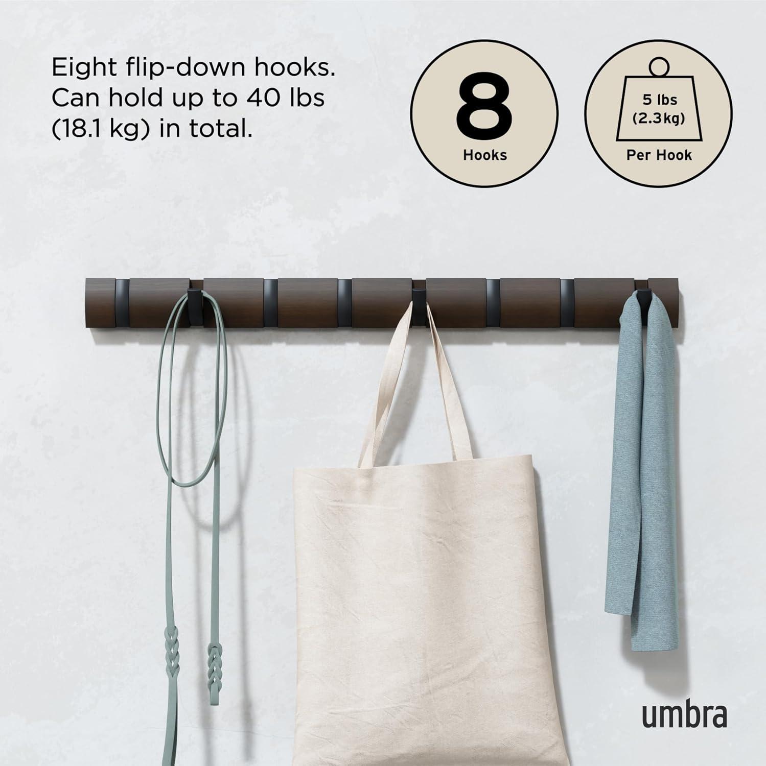 Flip 8 - Hook Solid Wood Coat Rack
