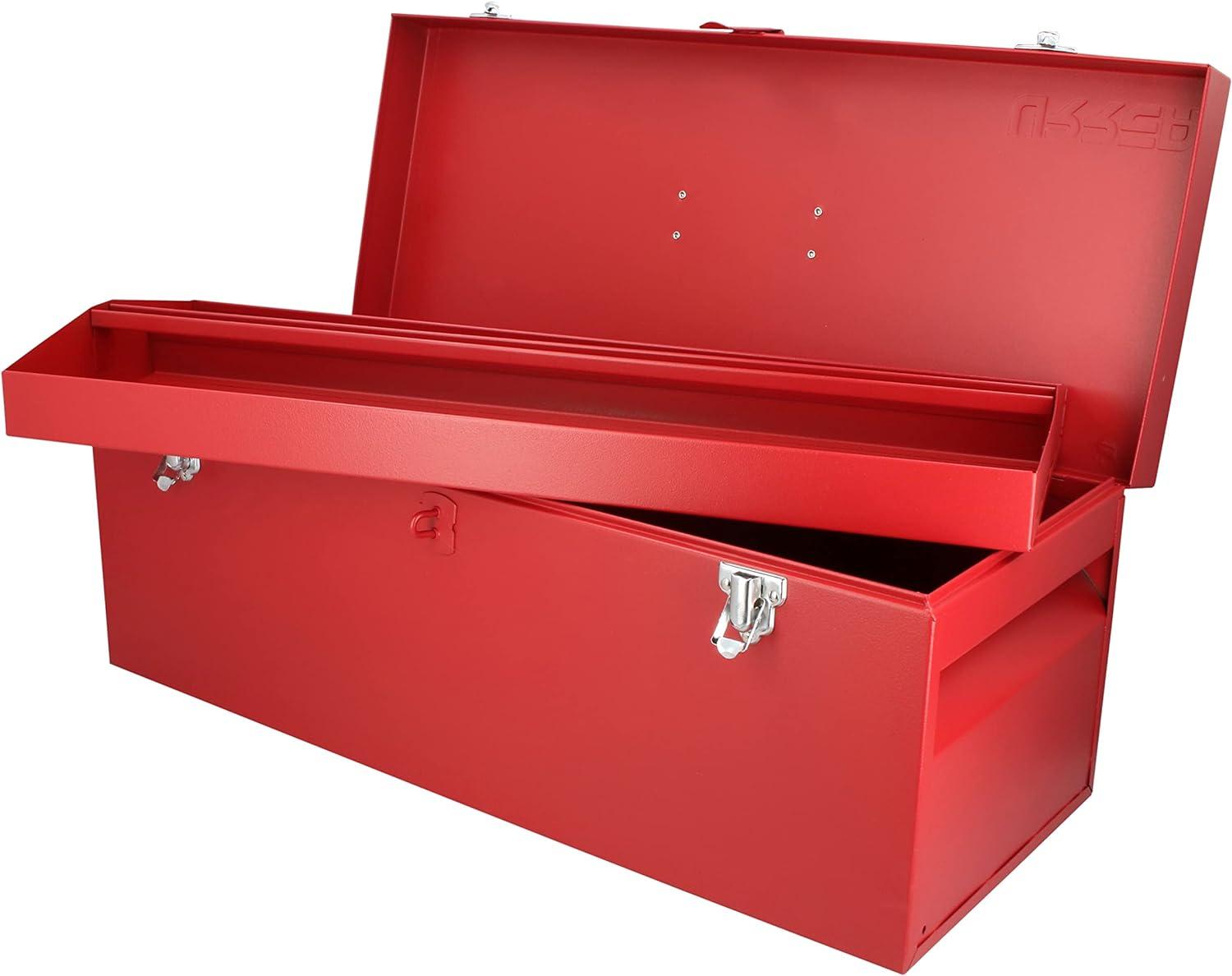 Urrea Industrial 25 In Metal Tool Box With Plastic Handle And Metallic Tray