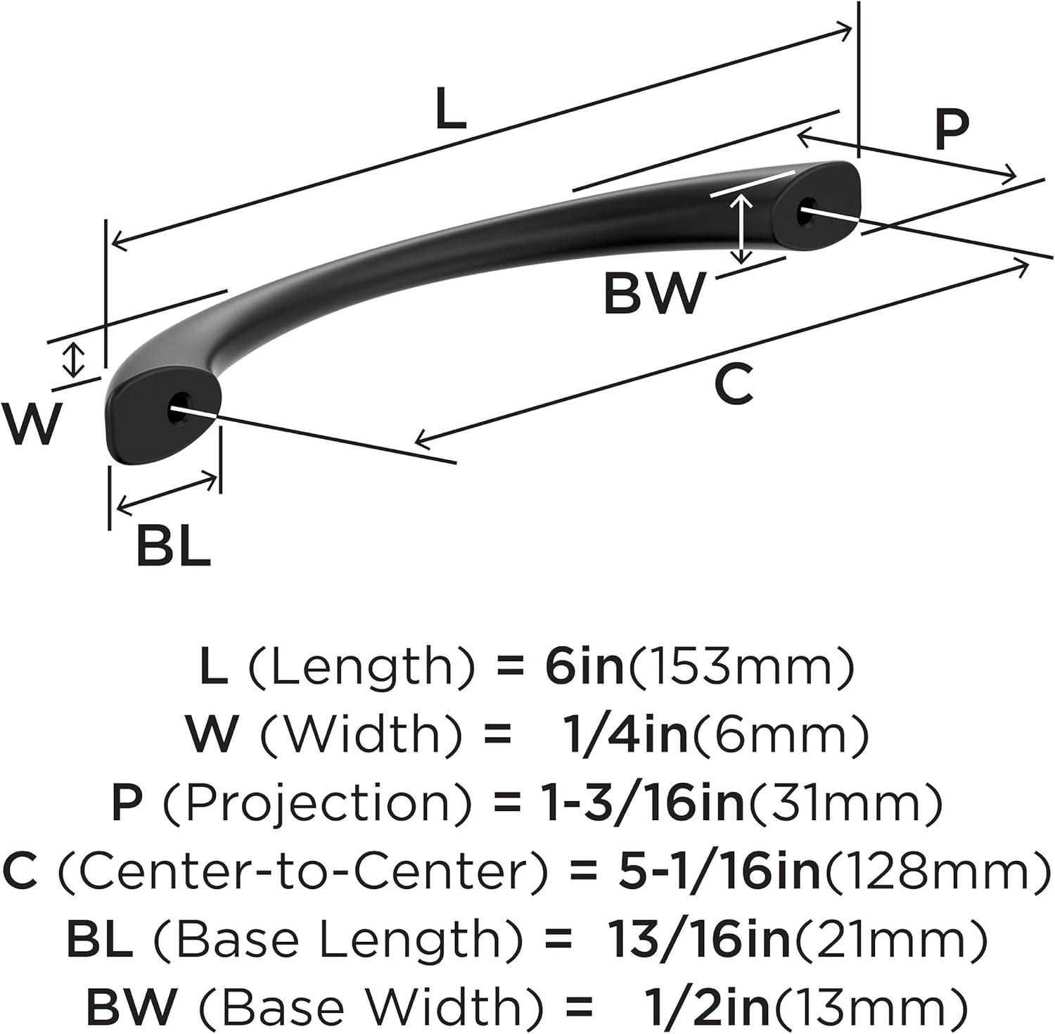 Matte Black 5-1/16 inch Modern Cabinet Pull with Mounting Hardware