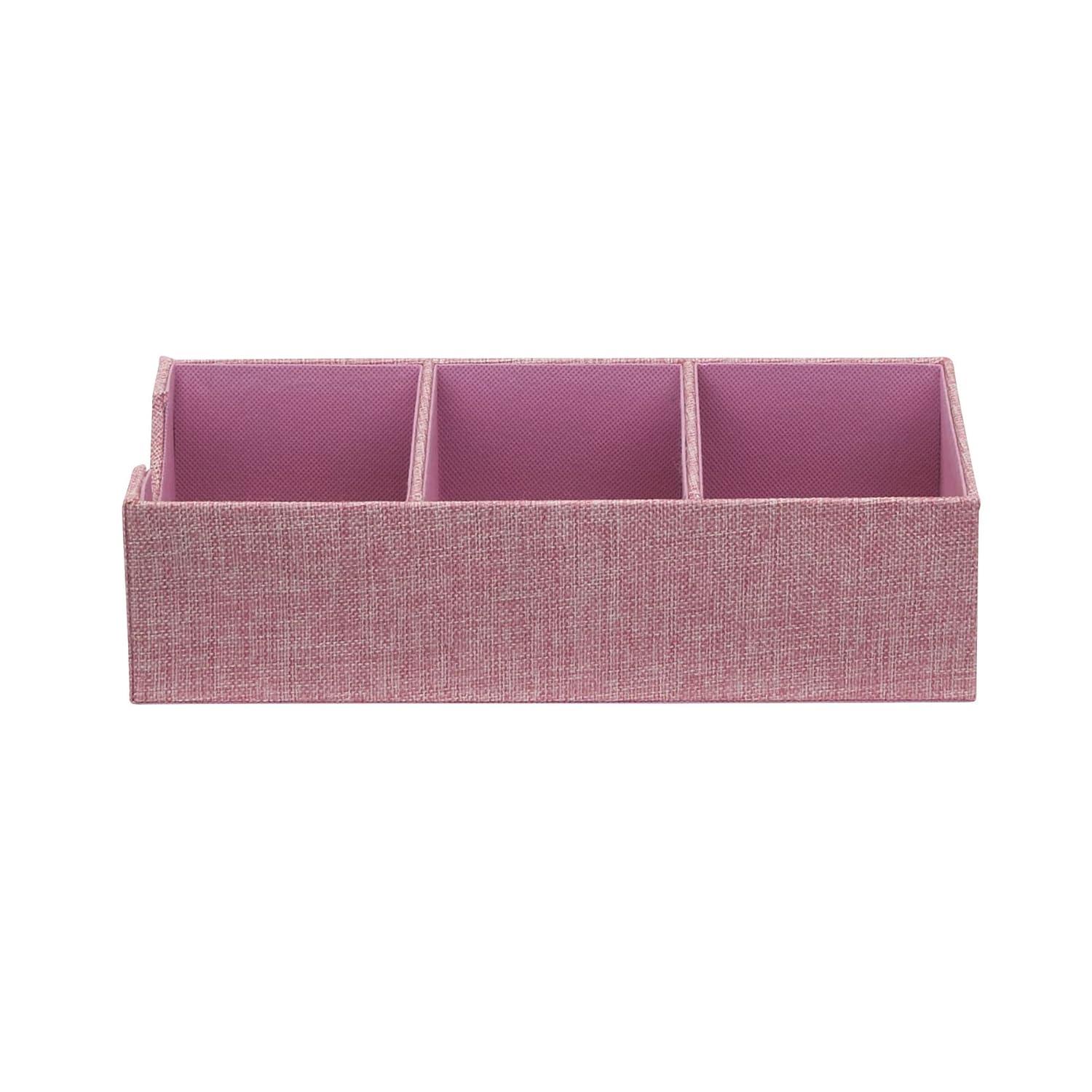 Household Essentials Set of 2 3-Section Drawer Trays Carnation Pink