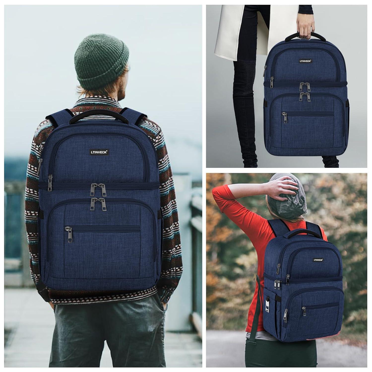 Cooler Backpack,Insulated Backpack Cooler Leakproof Double Deck Cooler Bag for Men Women RFID Lunch Backpack