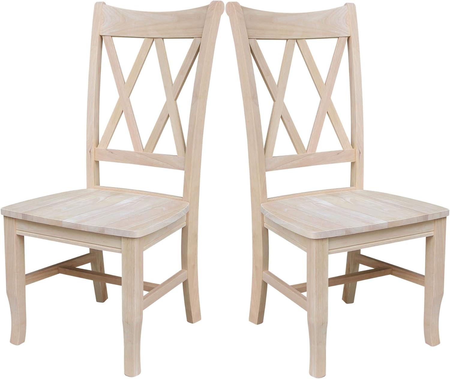 Set Of 2 Double X Back Chair Unfinished - International Concepts: Solid Wood, Armless, Unupholstered