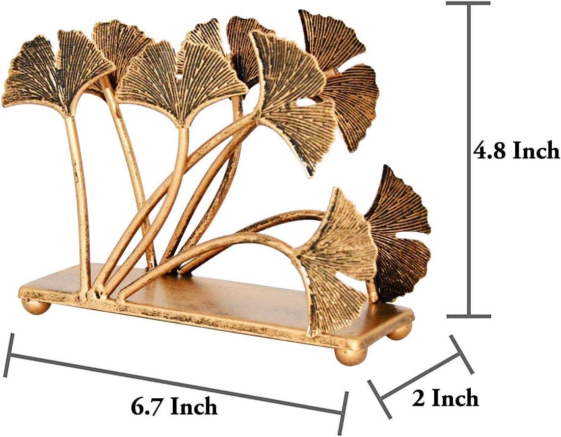 Modern Ginkgo Leaves Napkin Holder for Tables Metal Paper Bronze Napkin Storage , File Organizers