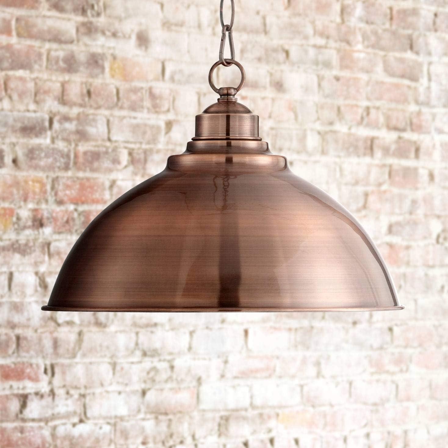 Franklin Iron Works Southton Copper Swag Pendant Light 13 1/4" Wide Industrial Rustic Dome Shade for Dining Room House Foyer Kitchen Island Entryway