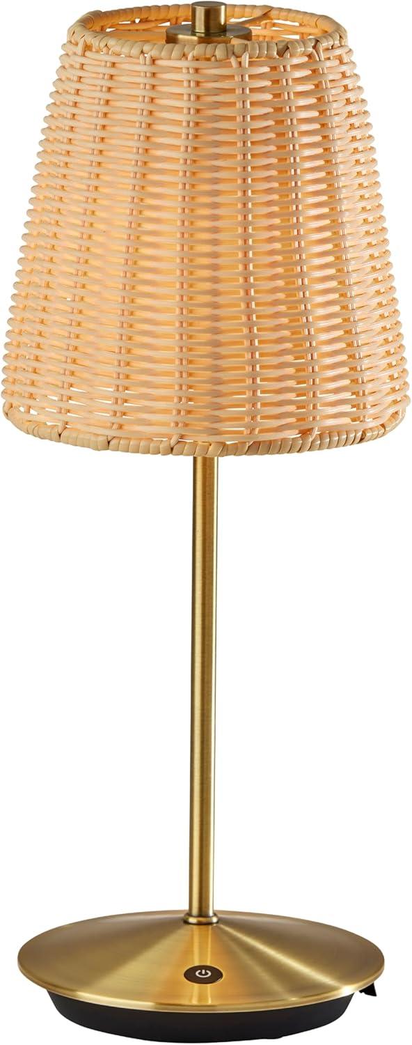 Adesso Benny Cordless Table Lamp (Includes LED Light Bulb) Antique Brass: ETL Listed, Touch Sensor, 3-Way Dimming