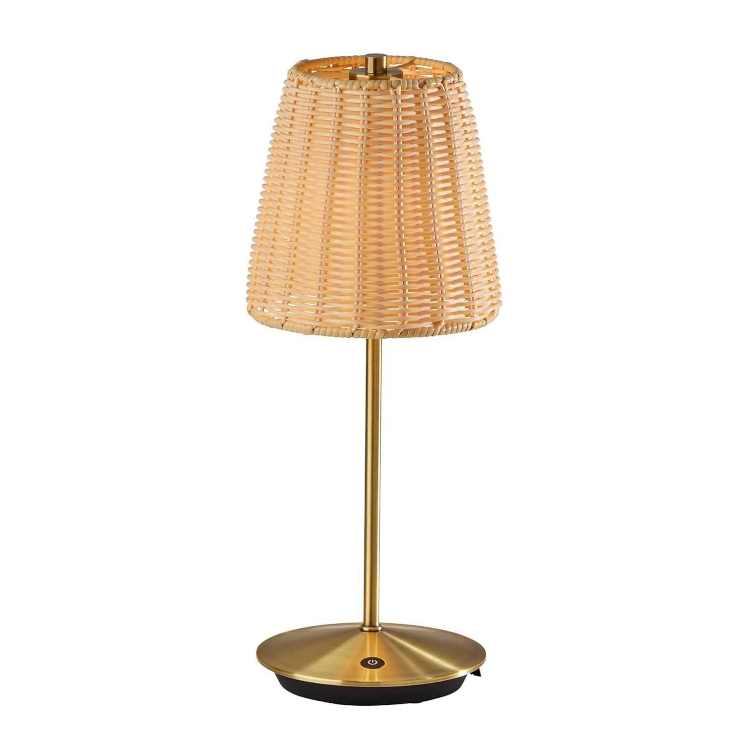 Adesso Benny Cordless Table Lamp (Includes LED Light Bulb) Antique Brass: ETL Listed, Touch Sensor, 3-Way Dimming