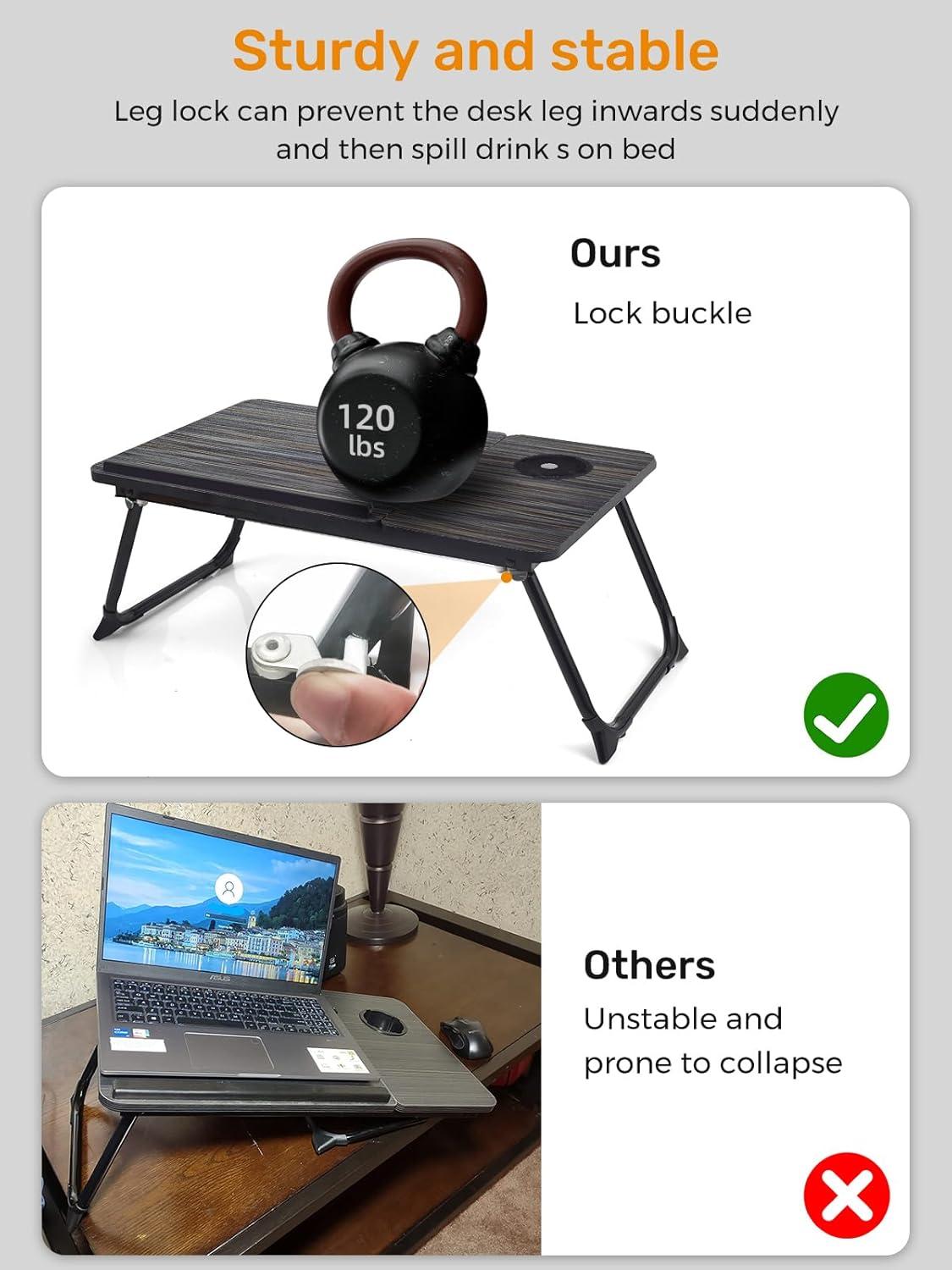 Laptop Desk for Bed, Geyryt Portable Lap Desk Bed Tray Table with Cup Holder Bed Desk for Laptop and Writing Reading Working Eating Gaming in Bed Sofa Floor (Light Weight)