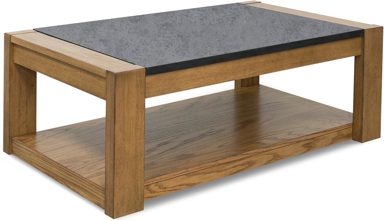 Quentina Rectangular Lift-Top Coffee Table with Faux Stone Top